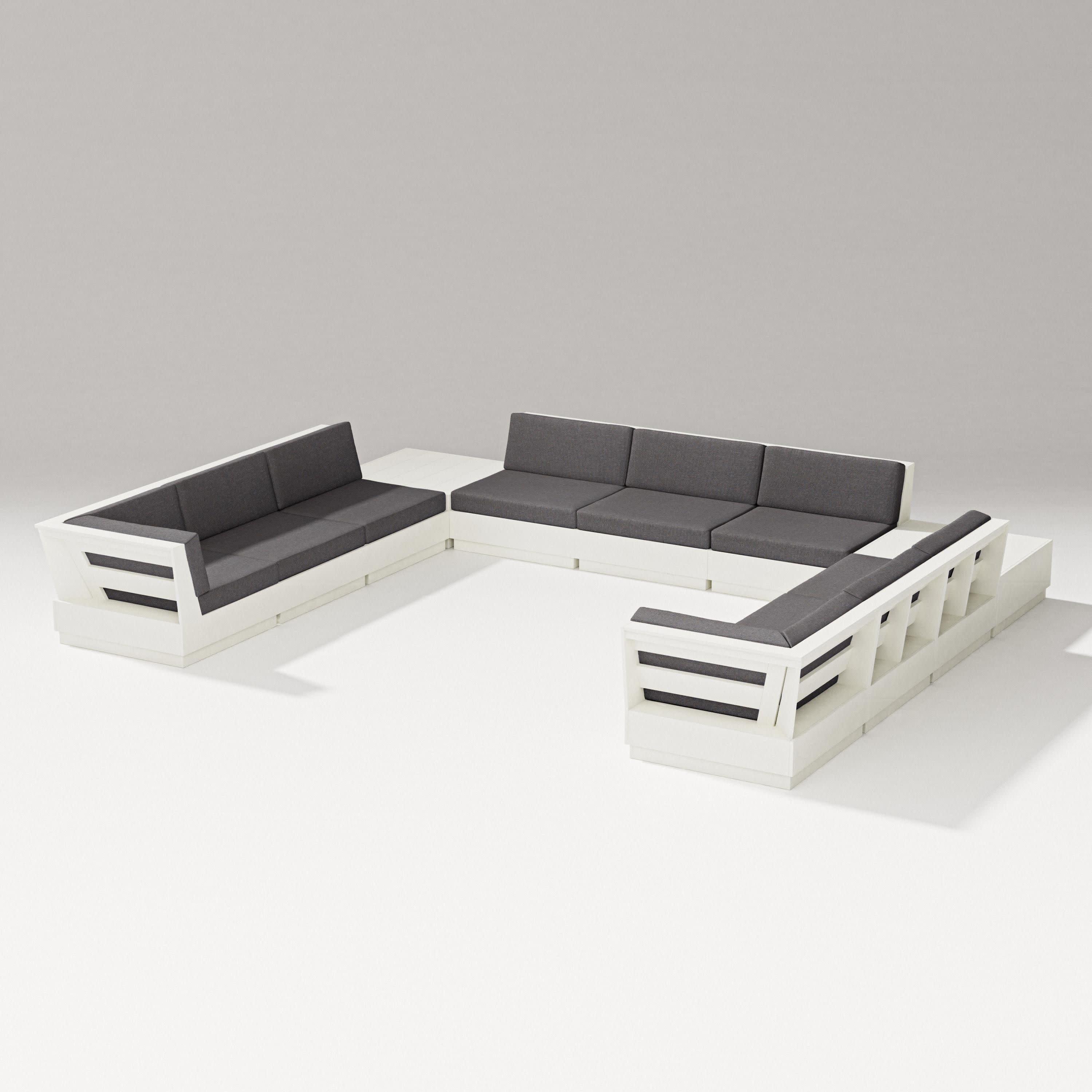 Elevate 11-Piece U-Shaped Sofa Sectional in Vintage White / Ash Charcoal