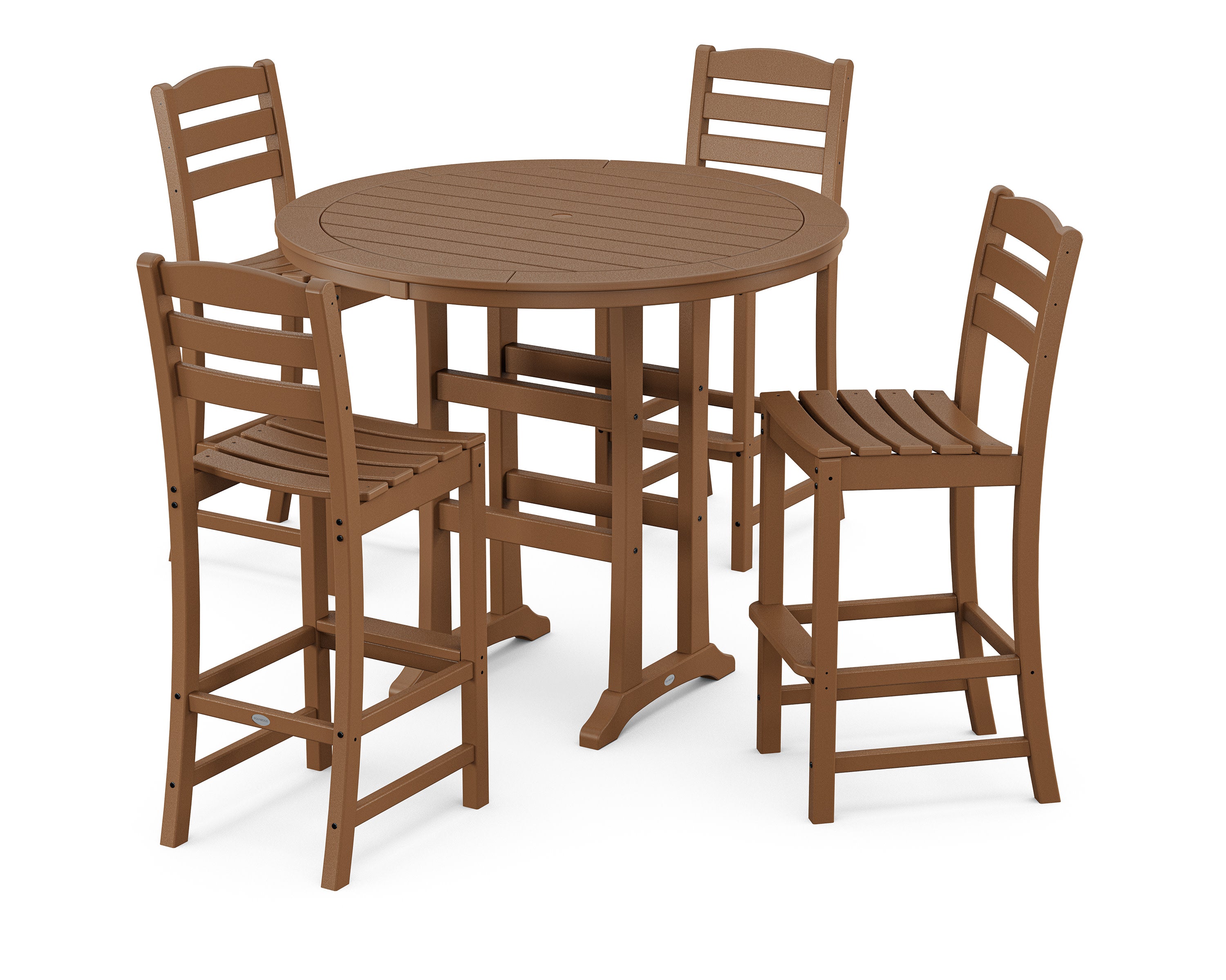 La Casa Caf 5-Piece Side Chair Bar Dining Set in Teak