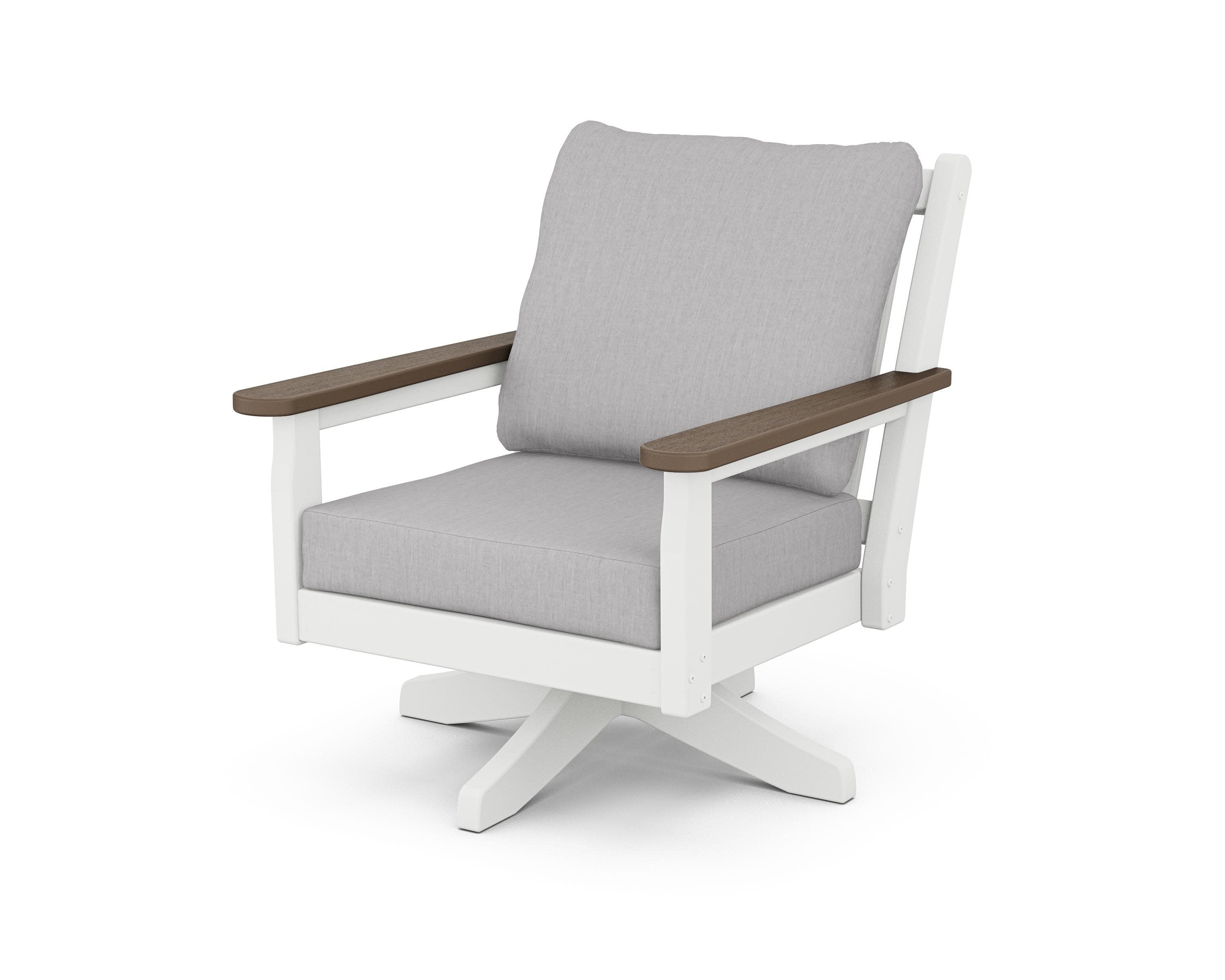 Chippendale Deep Seating Swivel Chair in White / Kona / Granite