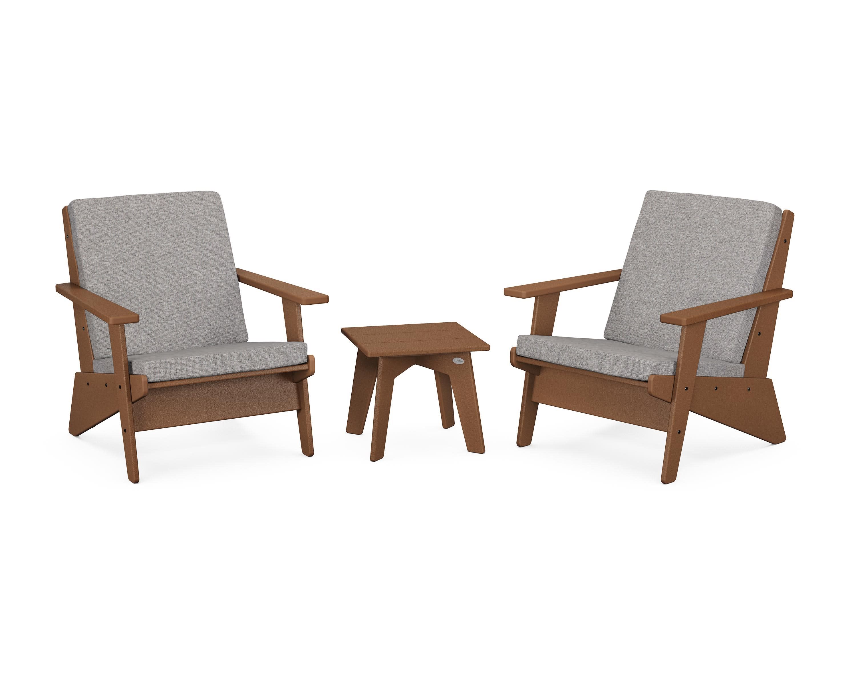 Riviera Modern Lounge 3-Piece Set in Teak / Grey Mist
