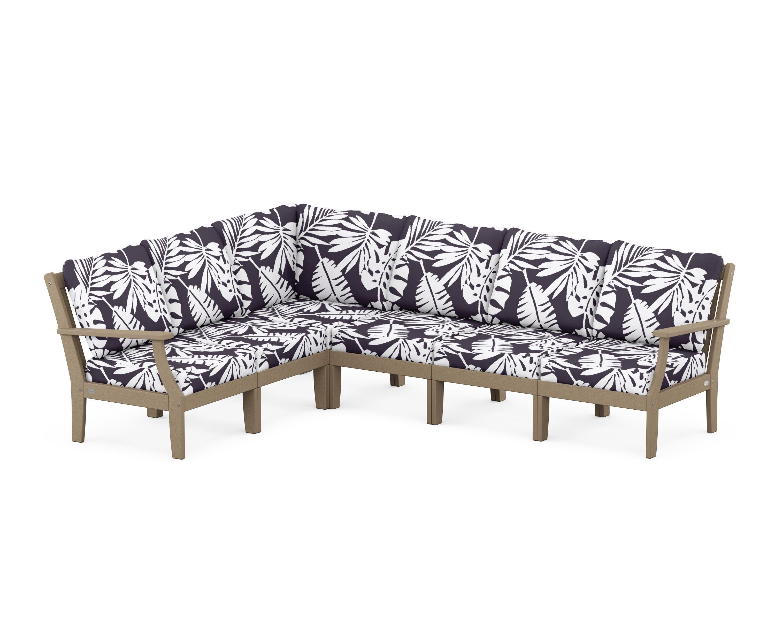Braxton Modular 6-Piece Deep Seating Set in Vintage Sahara / Leaf Navy