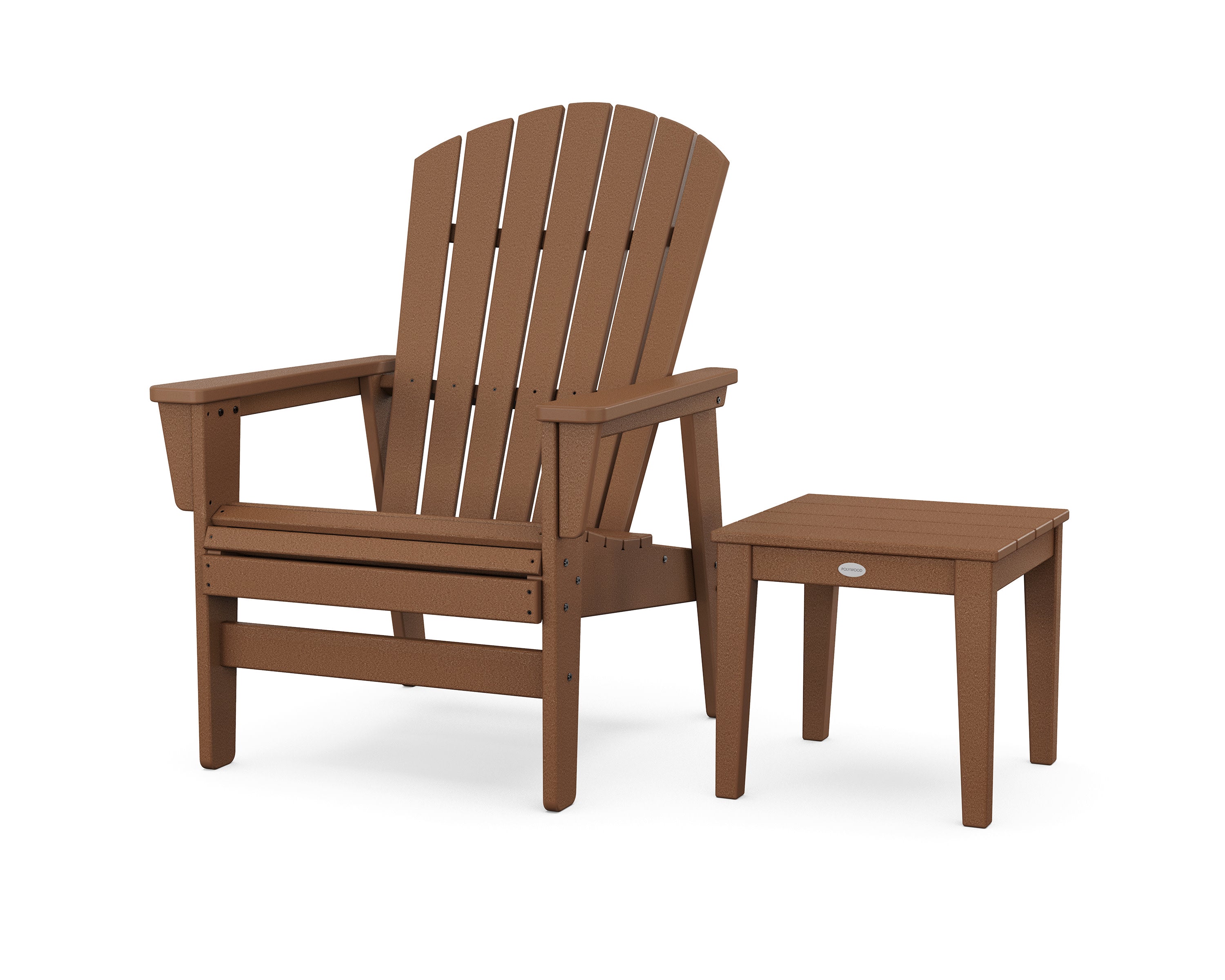 Nautical Grand Upright Adirondack Chair with Side Table in Teak