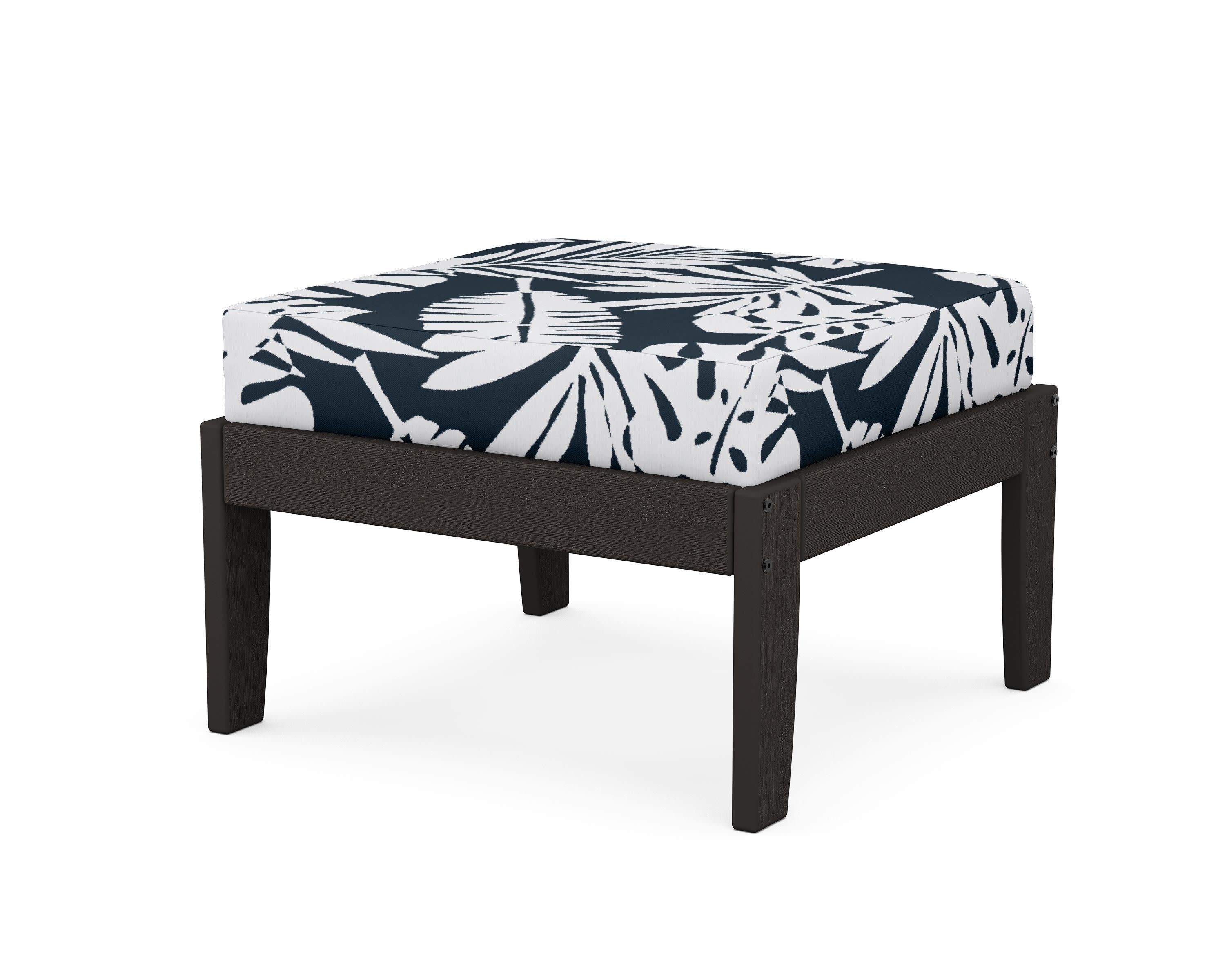 Modular Ottoman - Classic in Vintage Coffee / Leaf Marine Indigo