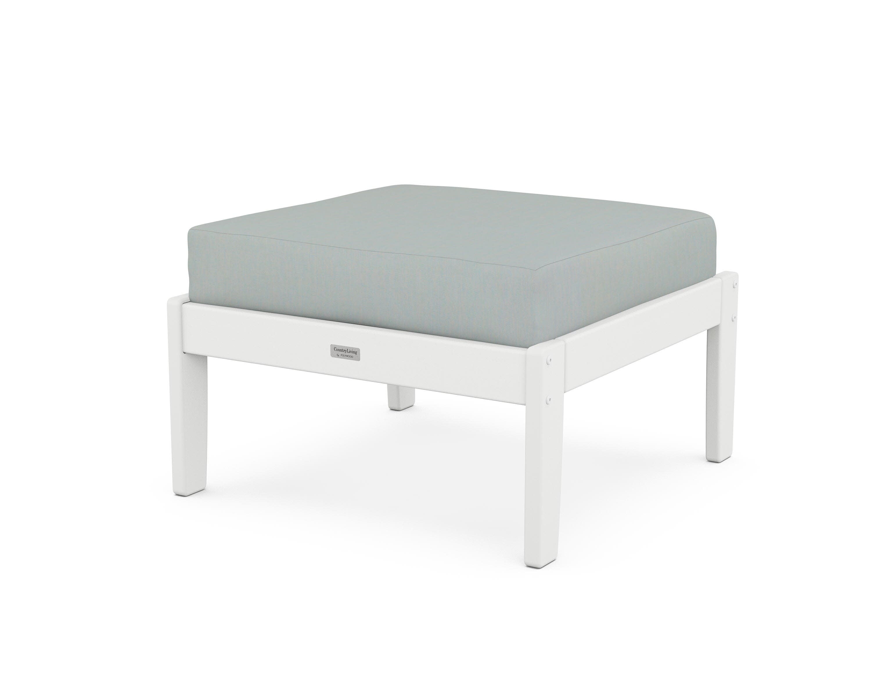 Cottage Deep Seating Ottoman in White / Spa