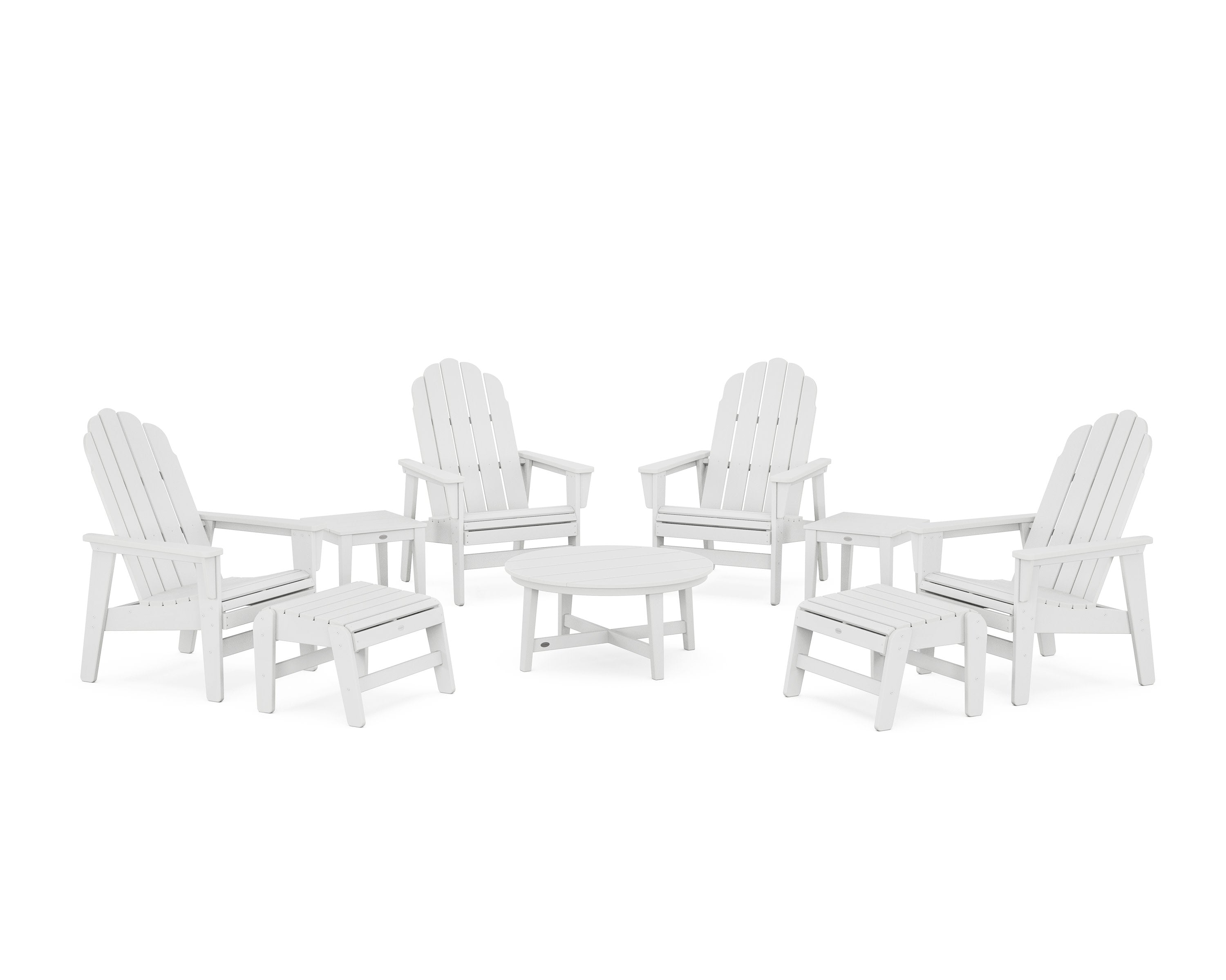 Vineyard Grand Upright Adirondack 9-Piece Conversation Set in White