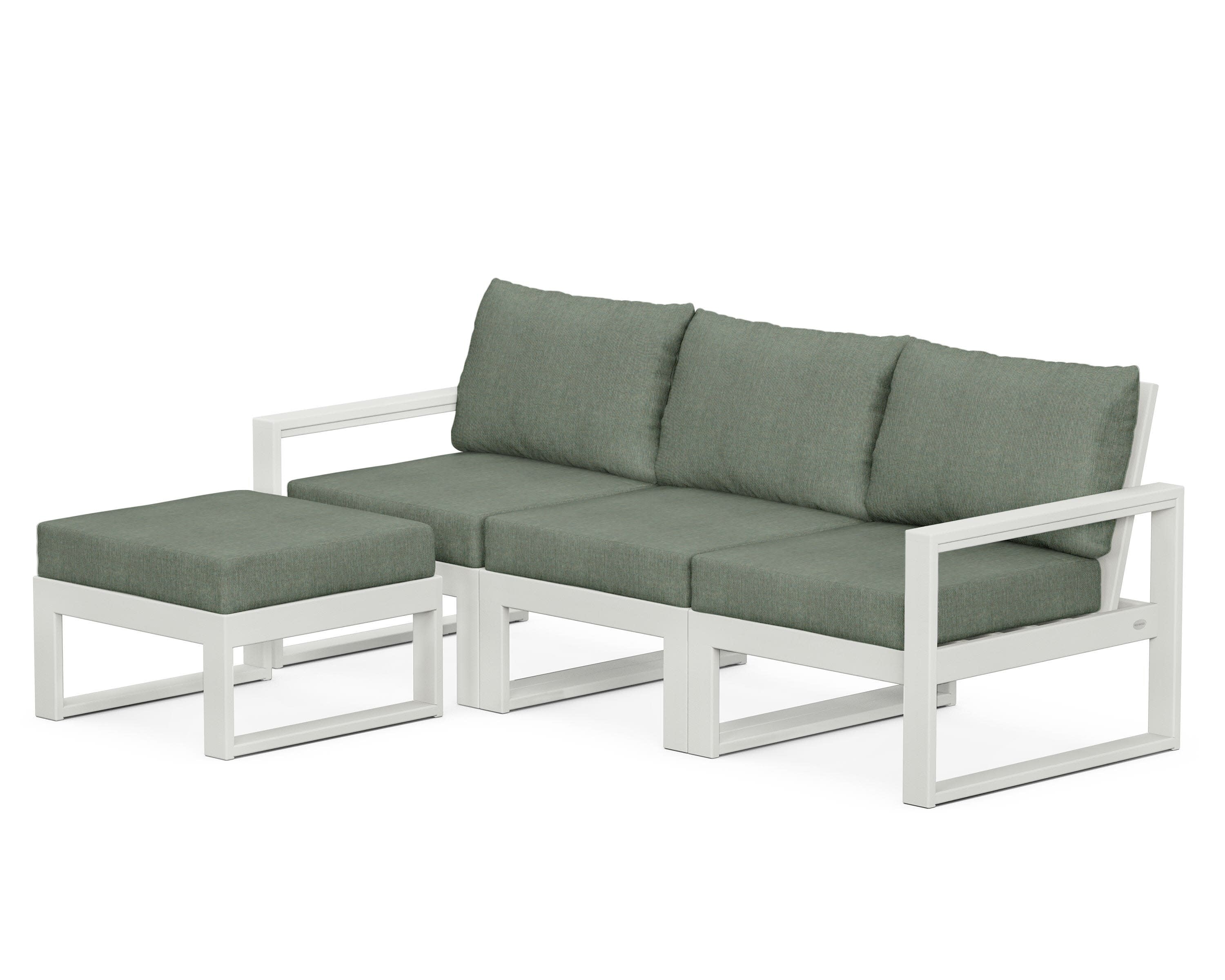 EDGE 4-Piece Modular Deep Seating Set with Ottoman in Vintage White / Cast Sage