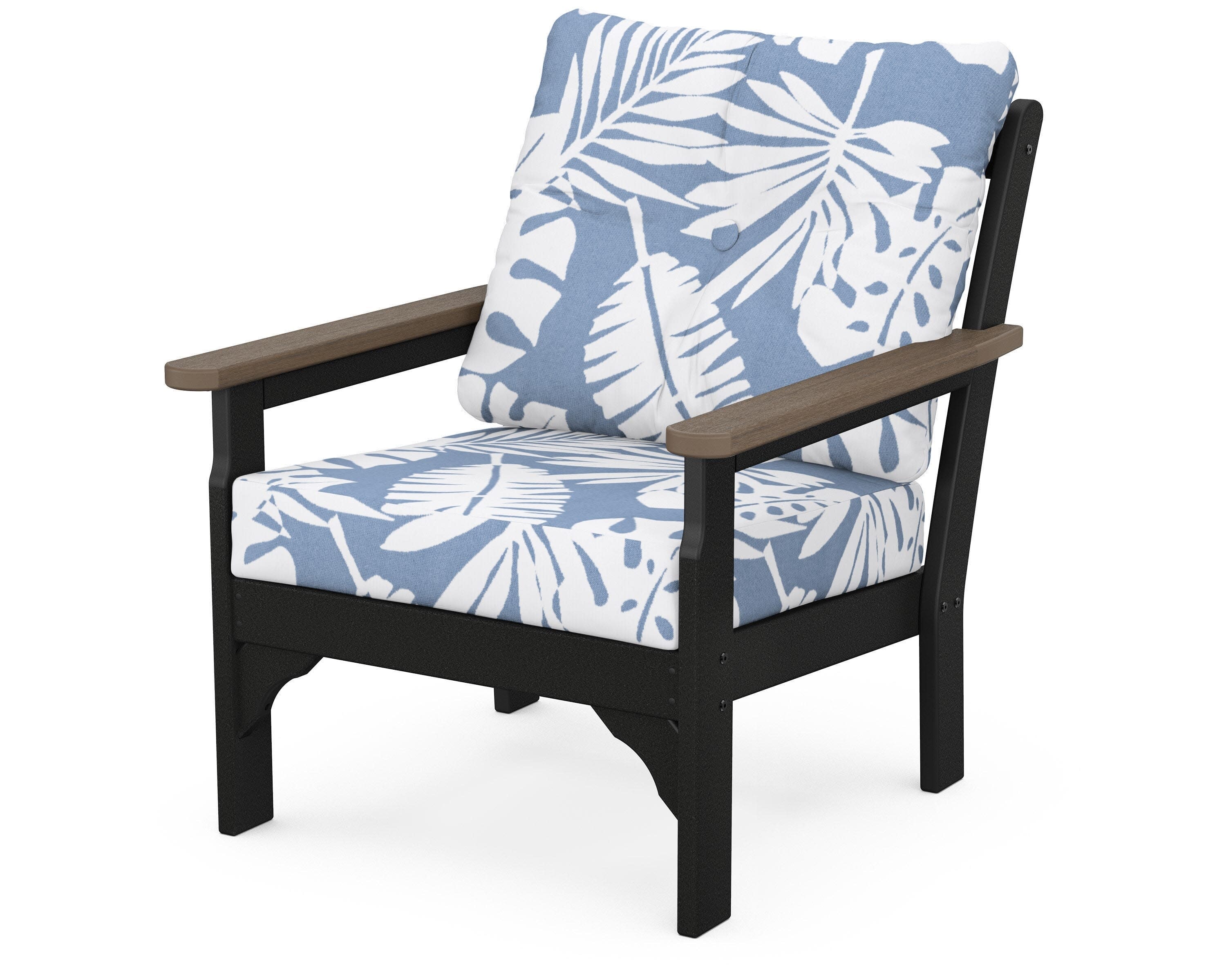 Vineyard Deep Seating Chair in Black / Kona / Leaf Sky Blue