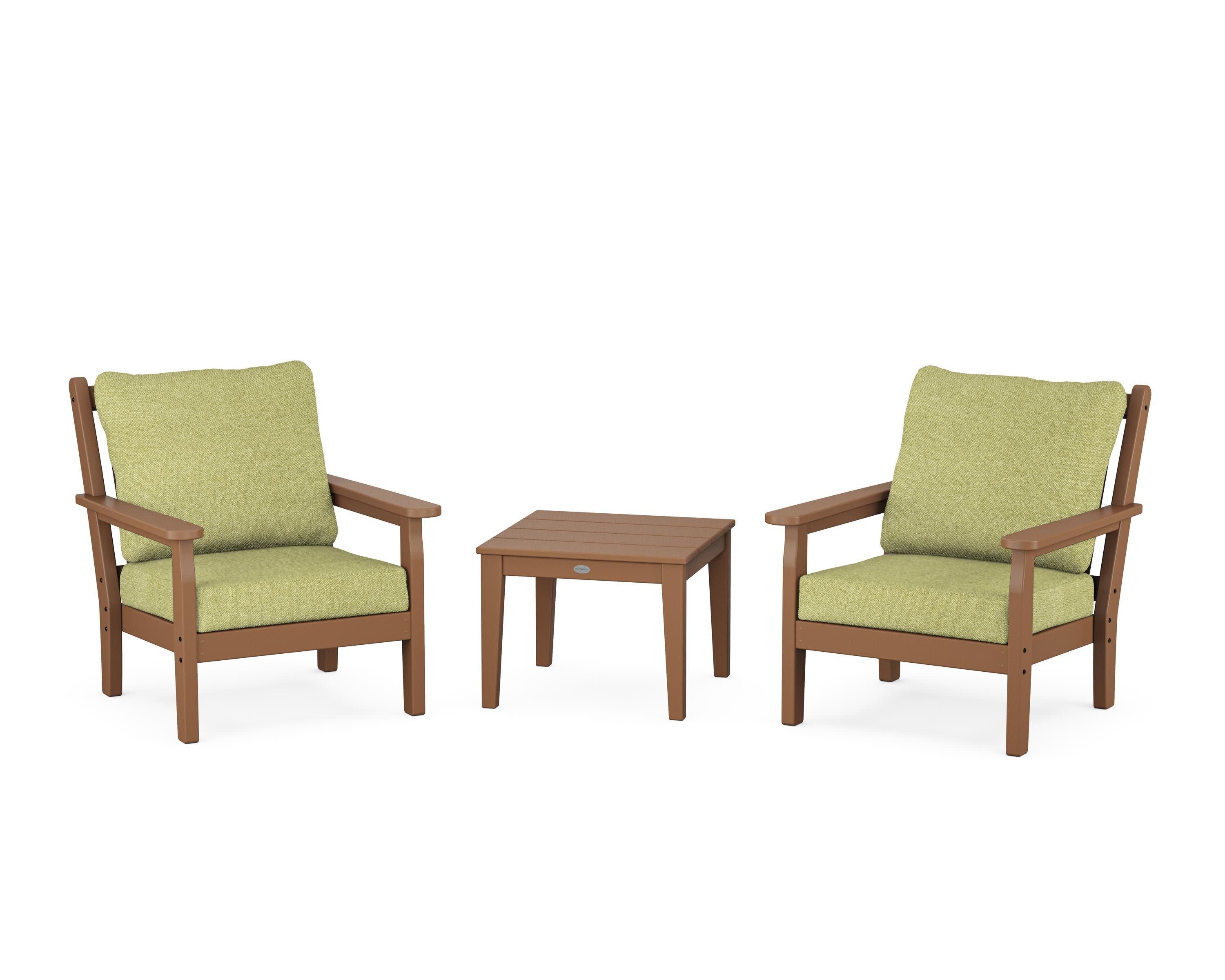 Chippendale 3-Piece Deep Seating Set in Teak / Chartreuse Boucle