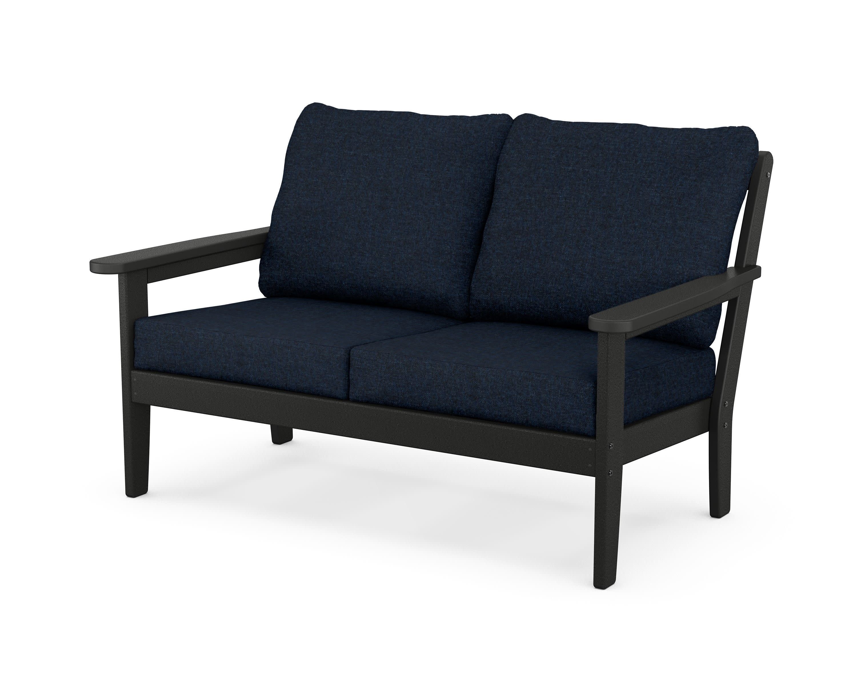 Cottage Deep Seating Loveseat in Black / Marine Indigo