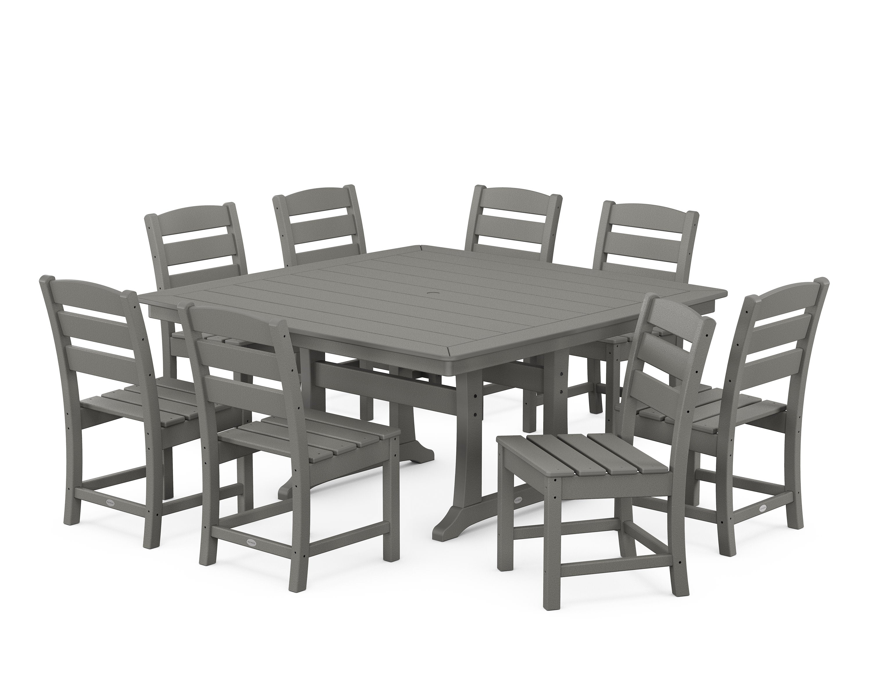 Lakeside 9-Piece Nautical Trestle Dining Set in Slate Grey