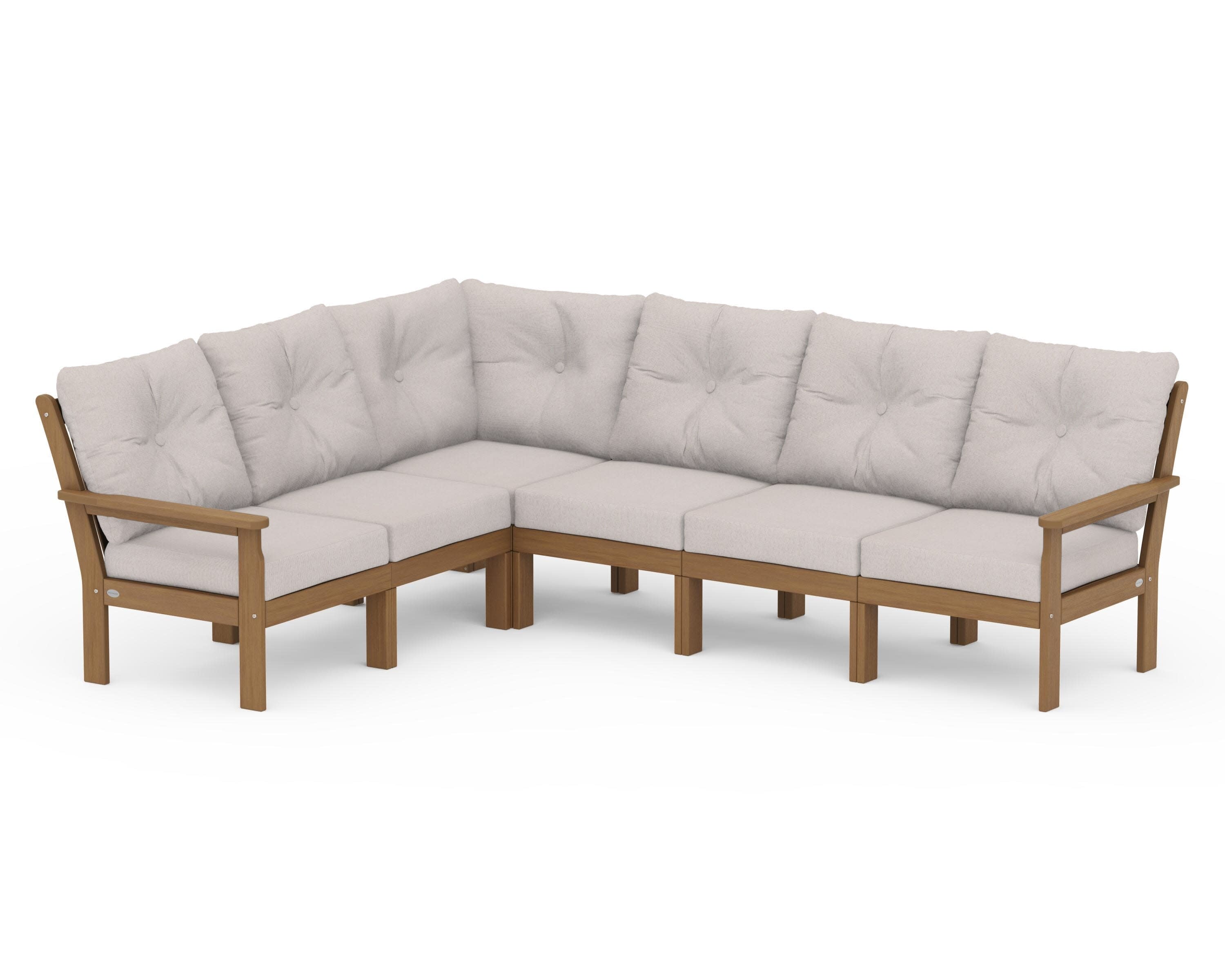 Vineyard 6-Piece Sectional in Natural / Dune Burlap