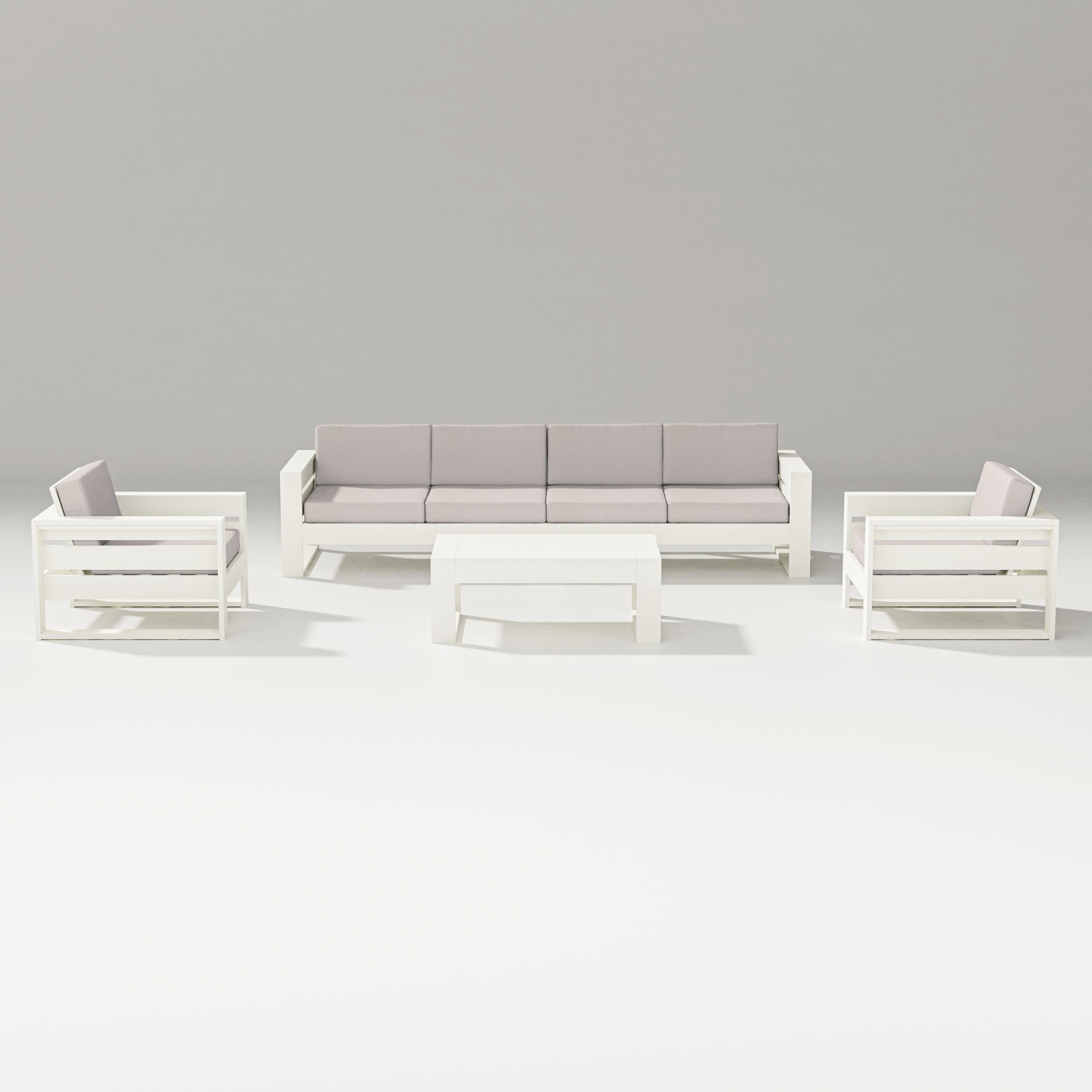 Latitude 5-Piece Lounge Sofa Set in Vintage White / Dune Burlap