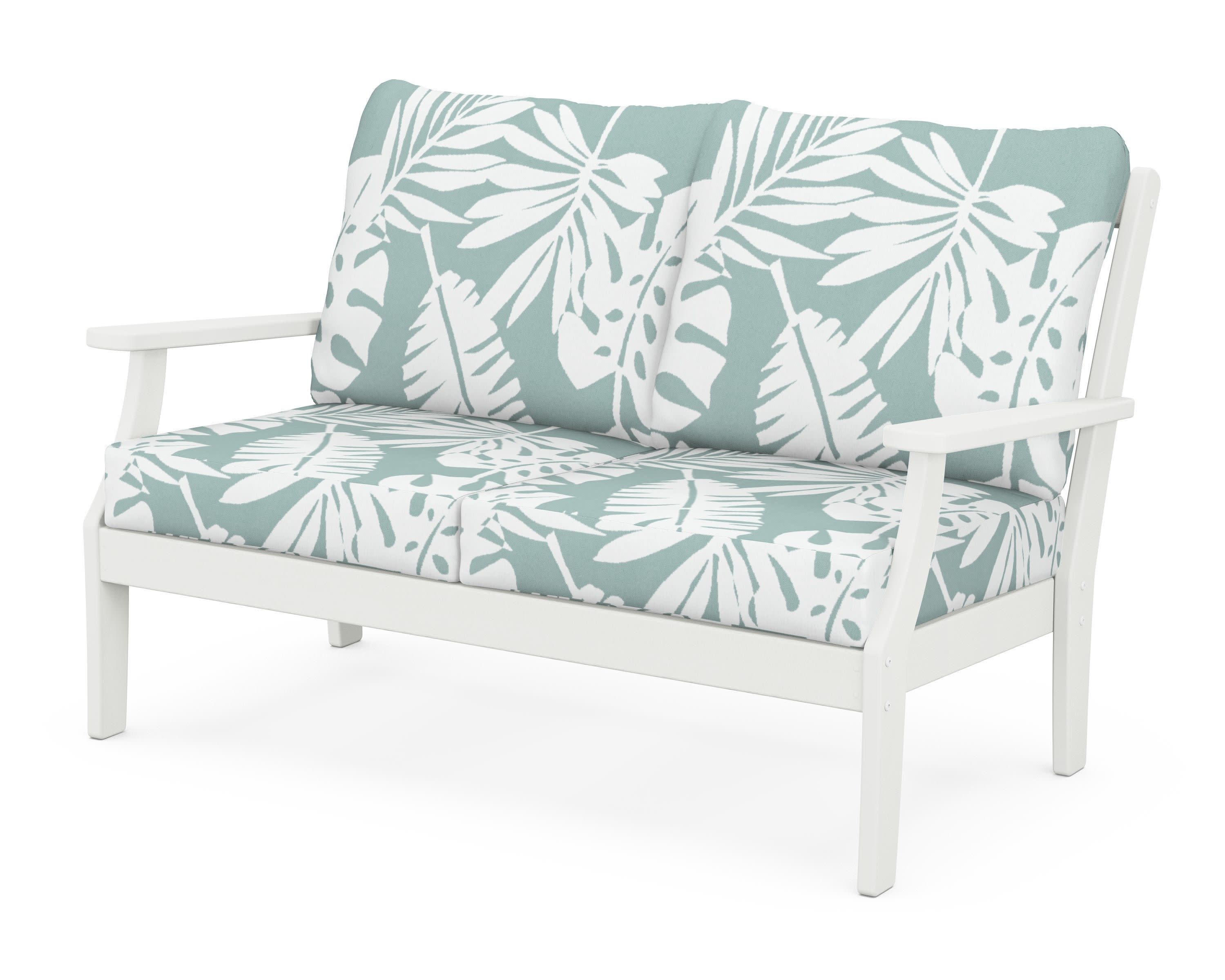 Braxton Deep Seating Loveseat in Vintage White / Leaf Glacier Spa