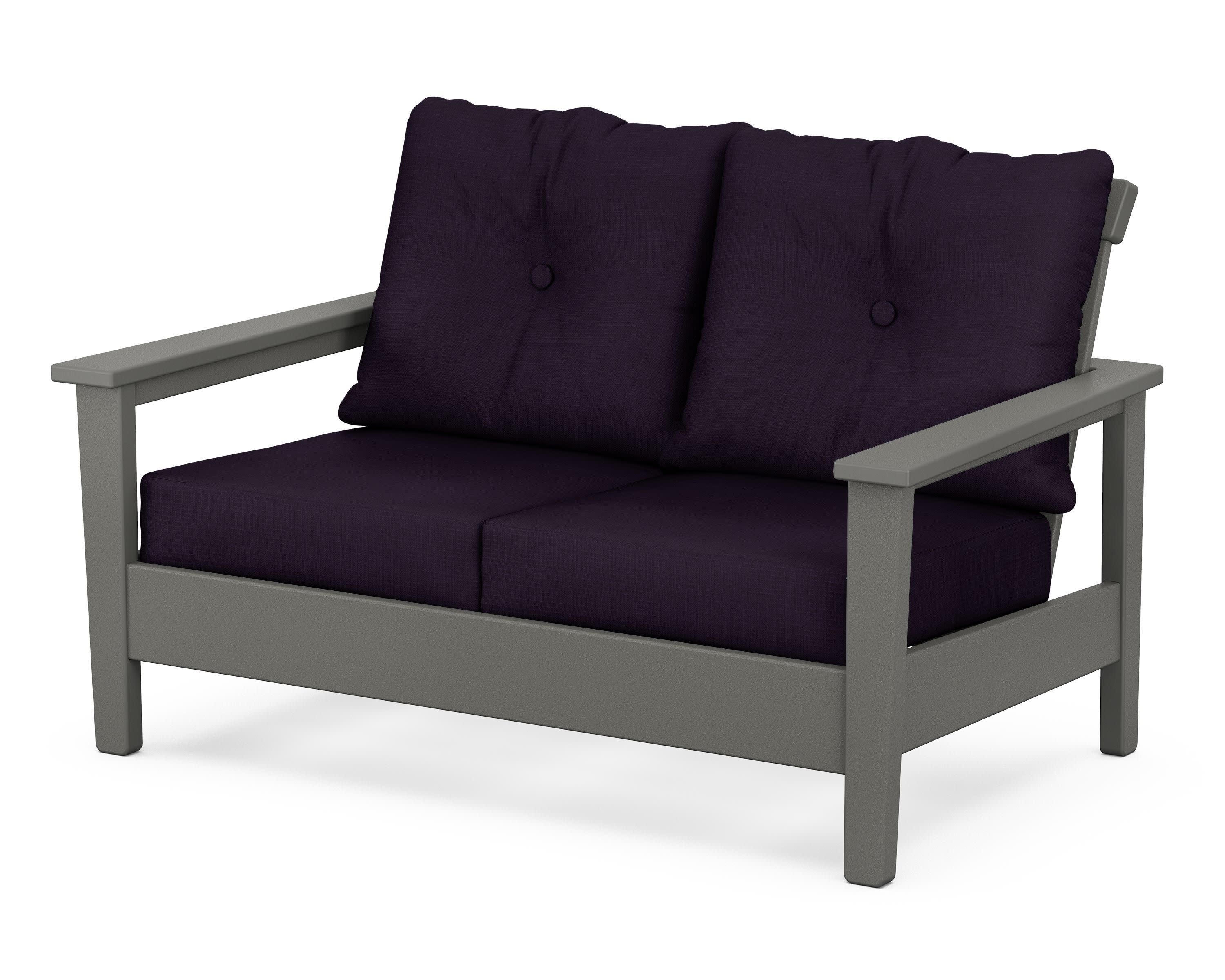 Prescott Deep Seating Loveseat in Slate Grey / Navy Linen