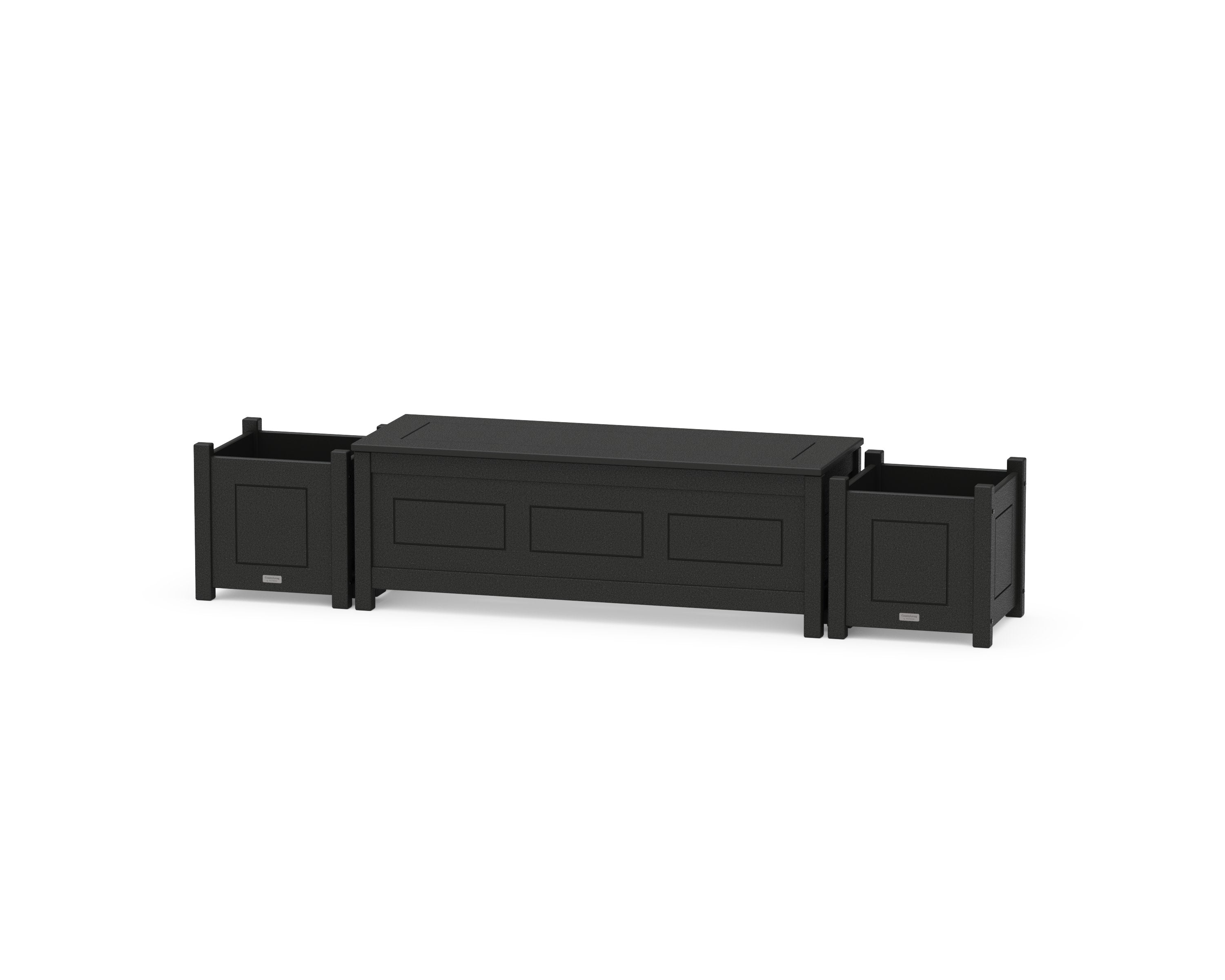 48" Country Living Straight Planter Storage Bench Set in Black
