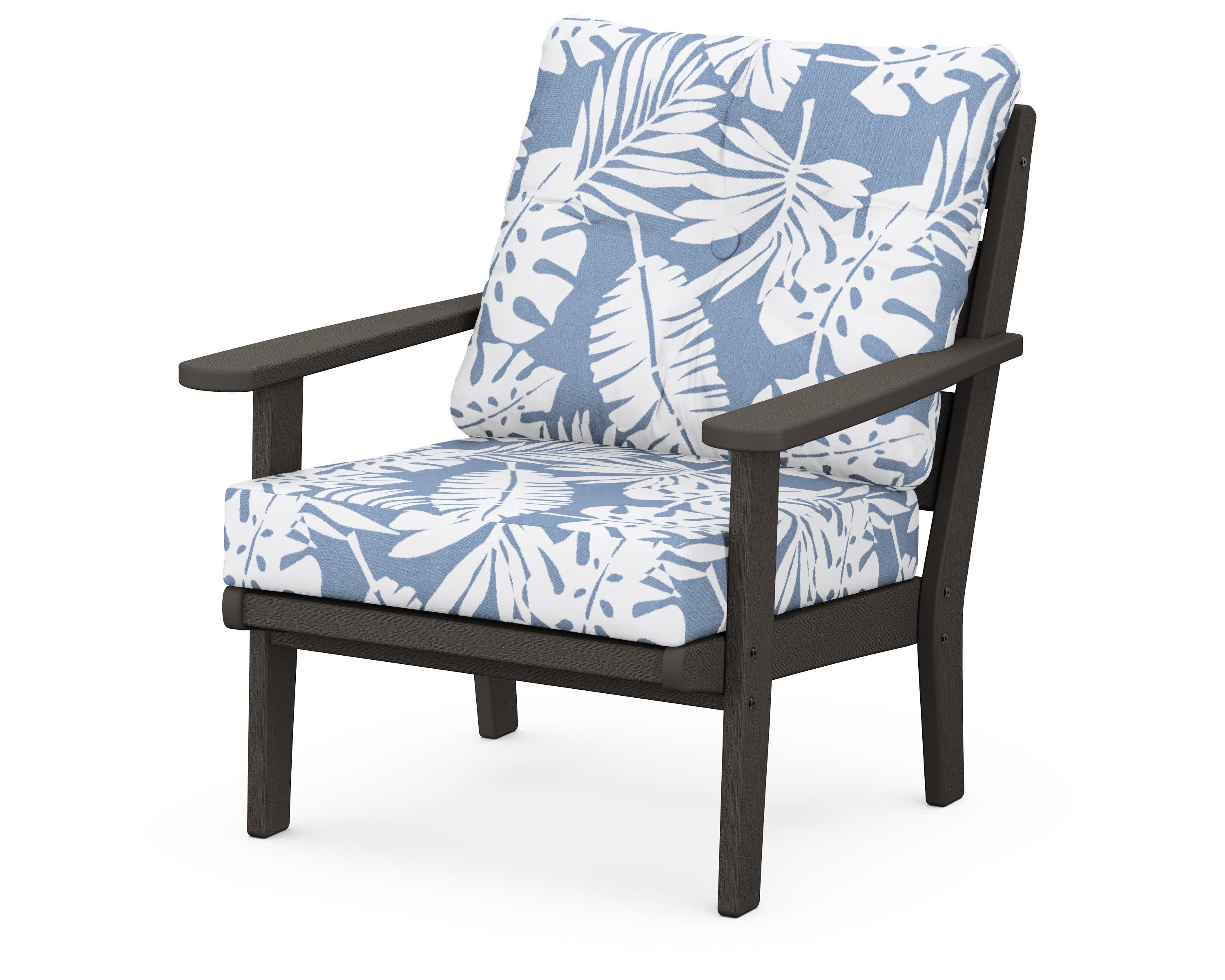 Lakeside Deep Seating Chair in Vintage Coffee / Leaf Sky Blue