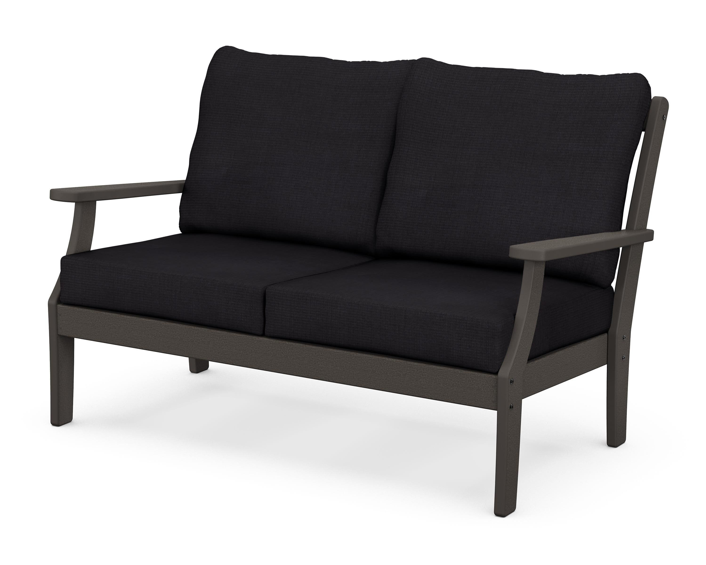 Braxton Deep Seating Loveseat in Vintage Coffee / Midnight Linen