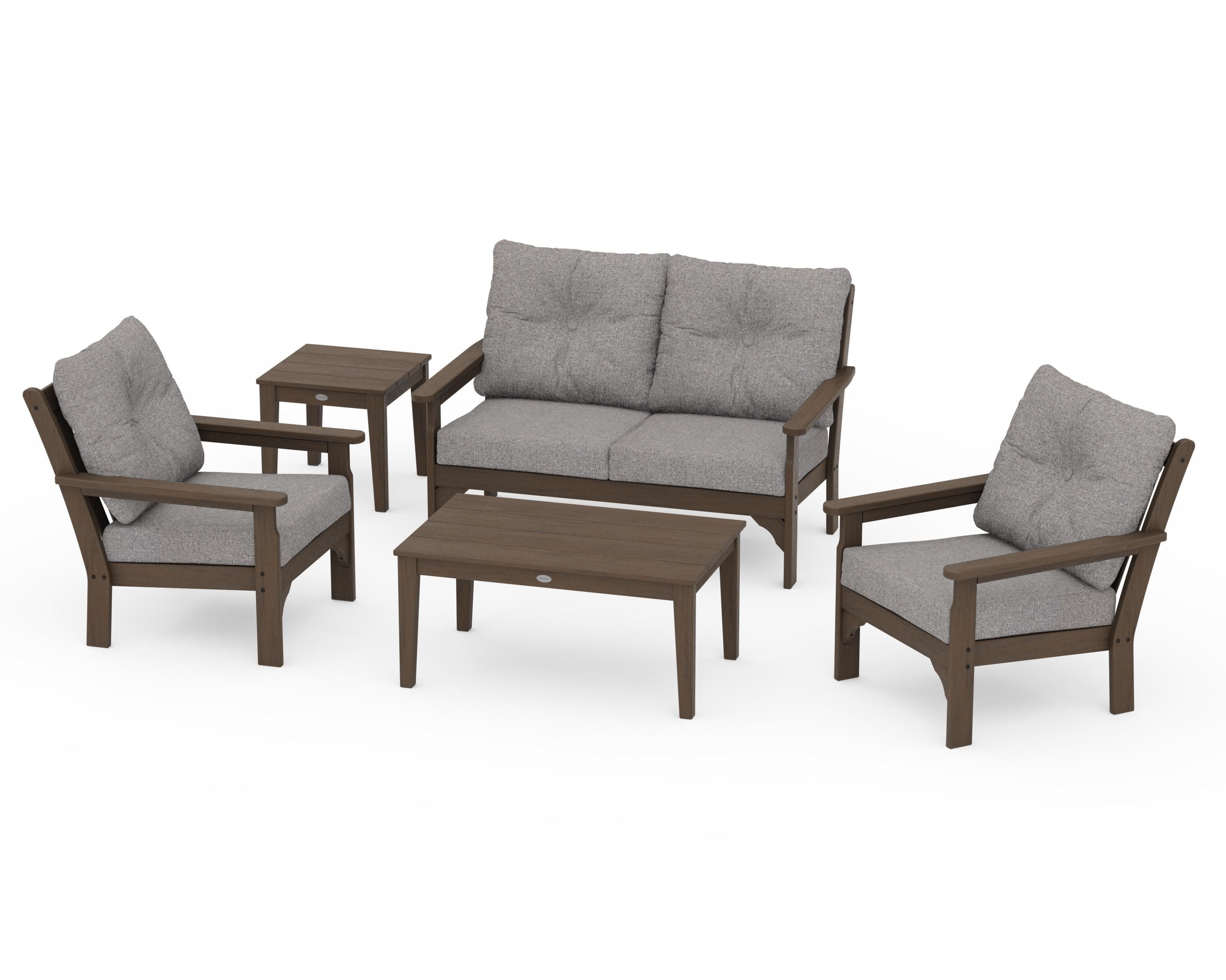 Vineyard 5-Piece Deep Seating Set in Kona / Grey Mist
