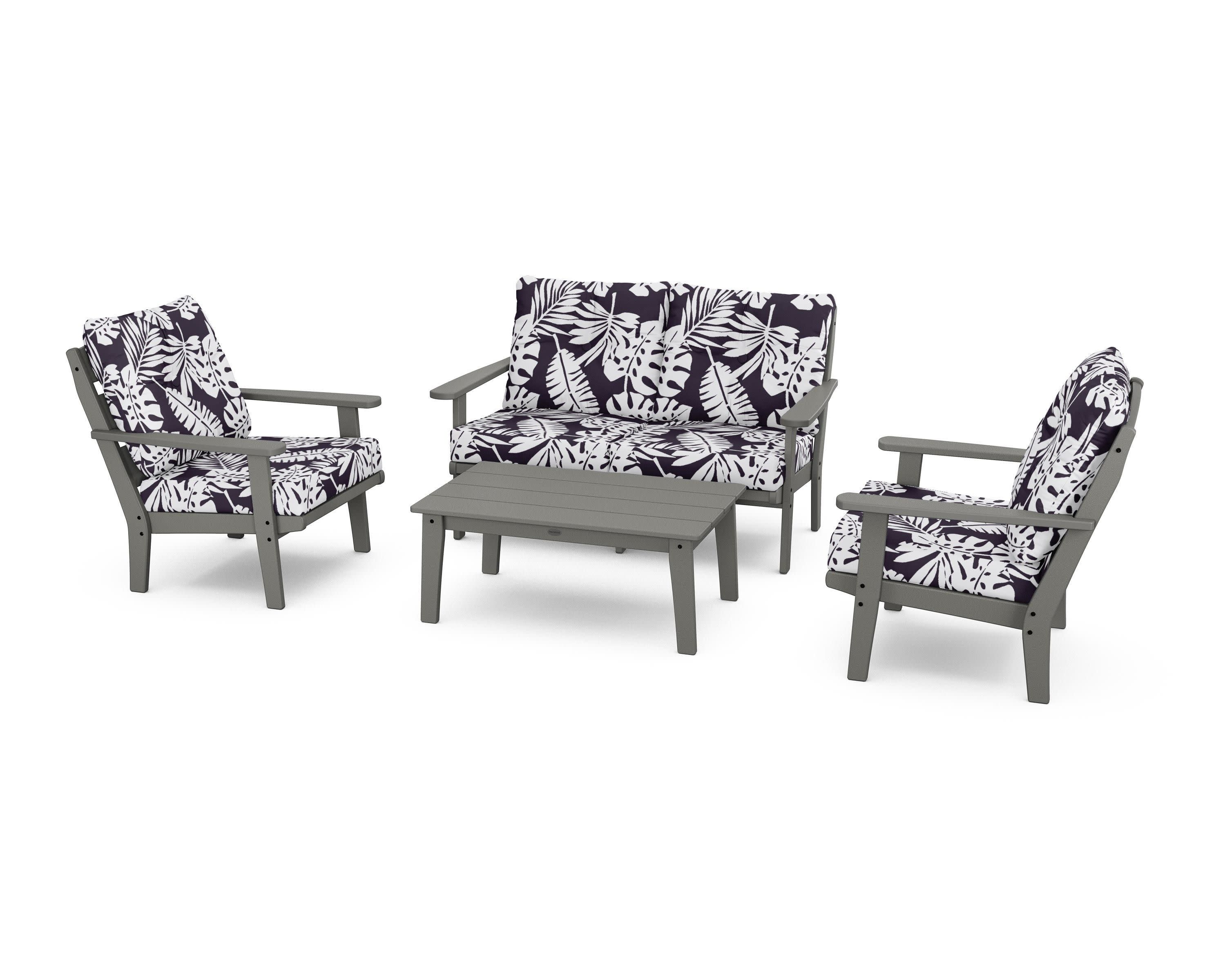 Lakeside 4-Piece Deep Seating Set in Slate Grey / Leaf Navy