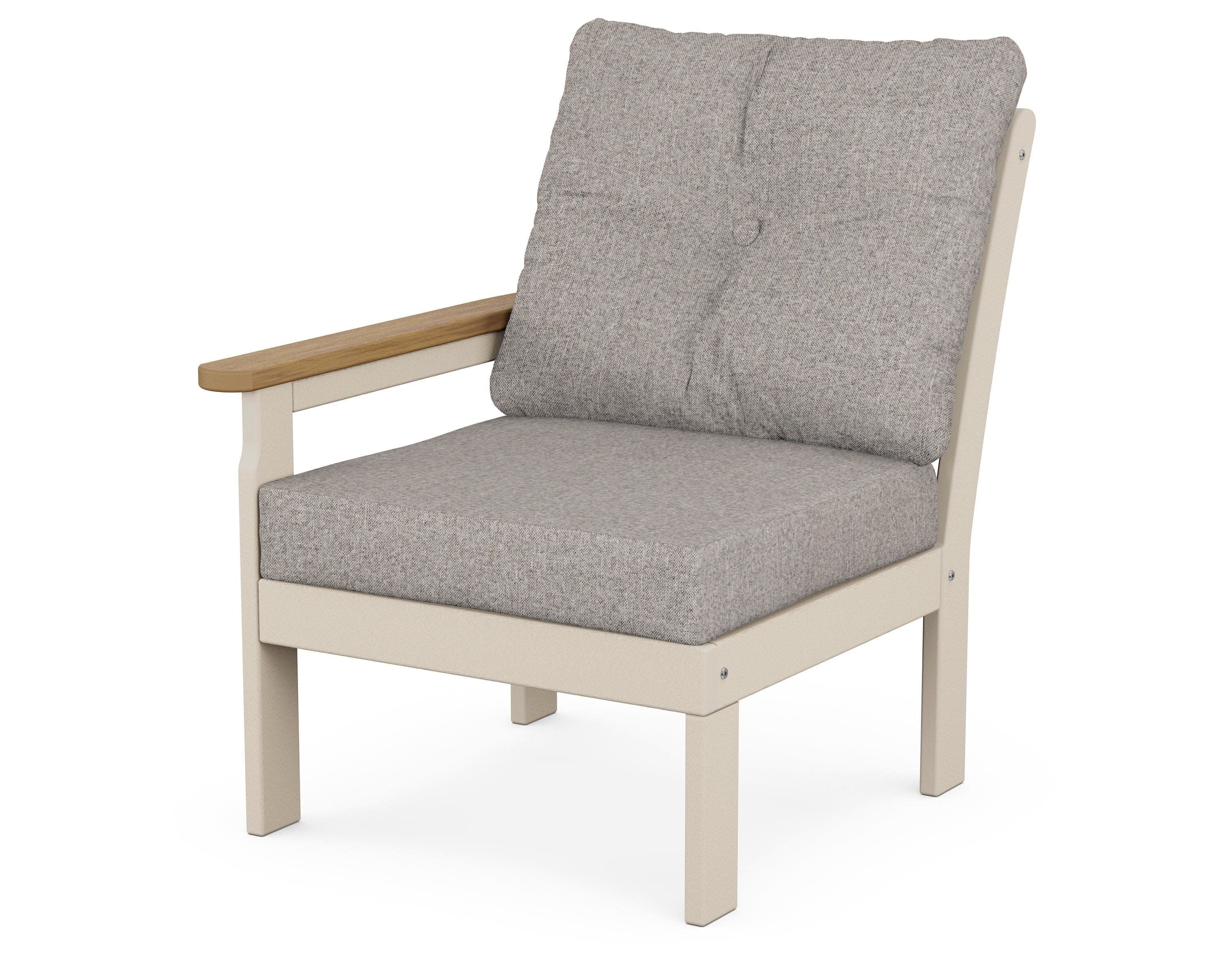 Vineyard Modular Left Arm Chair in Sand / Natural / Weathered Tweed