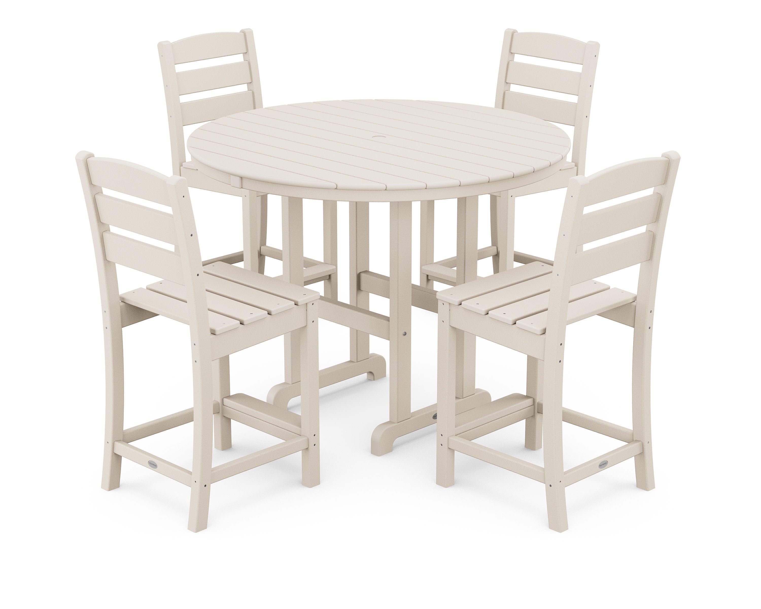 Lakeside 5-Piece Farmhouse Round Side Chair Counter Set in Sand