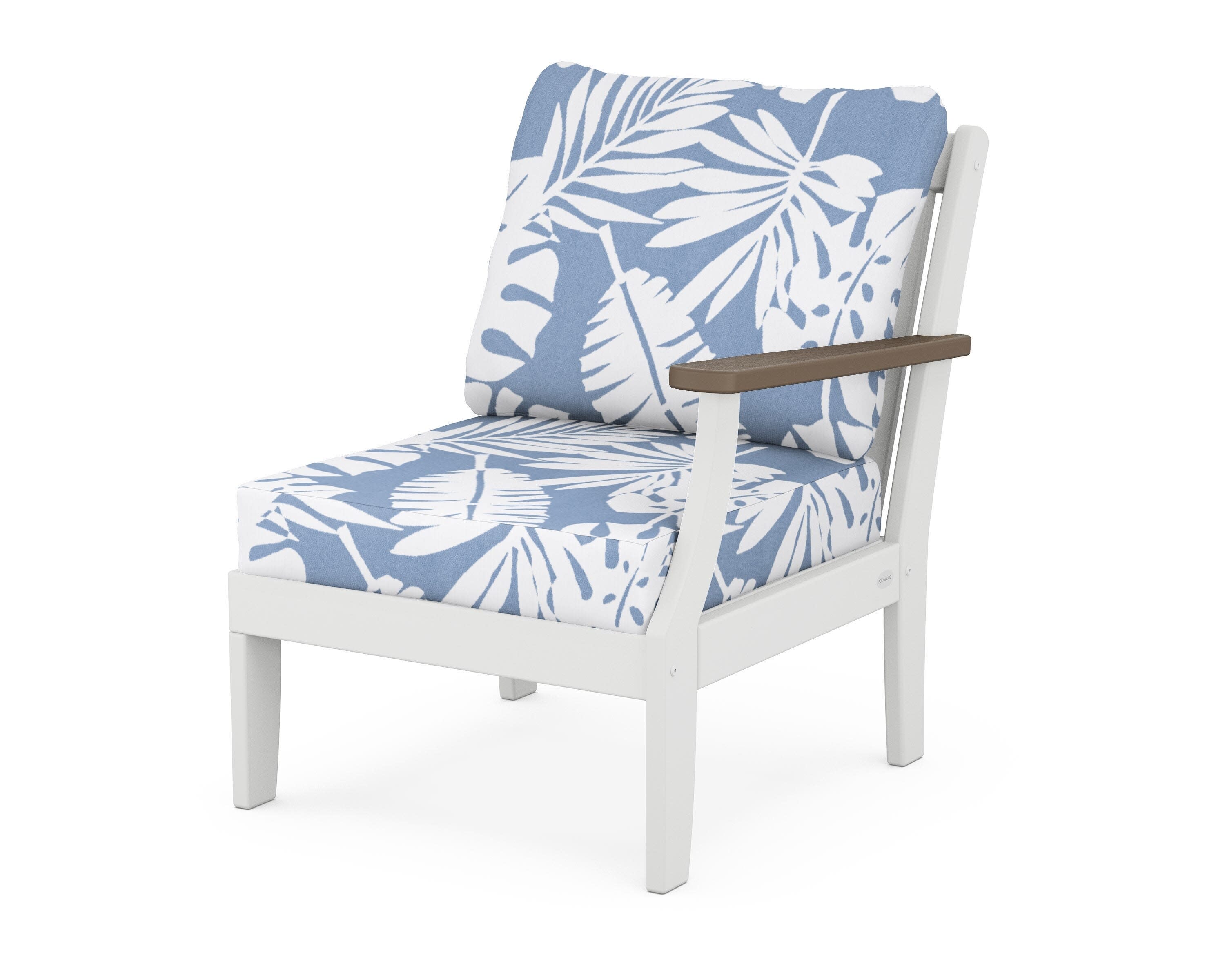 Braxton Modular Right Arm Chair in White / Kona / Leaf Sky Blue