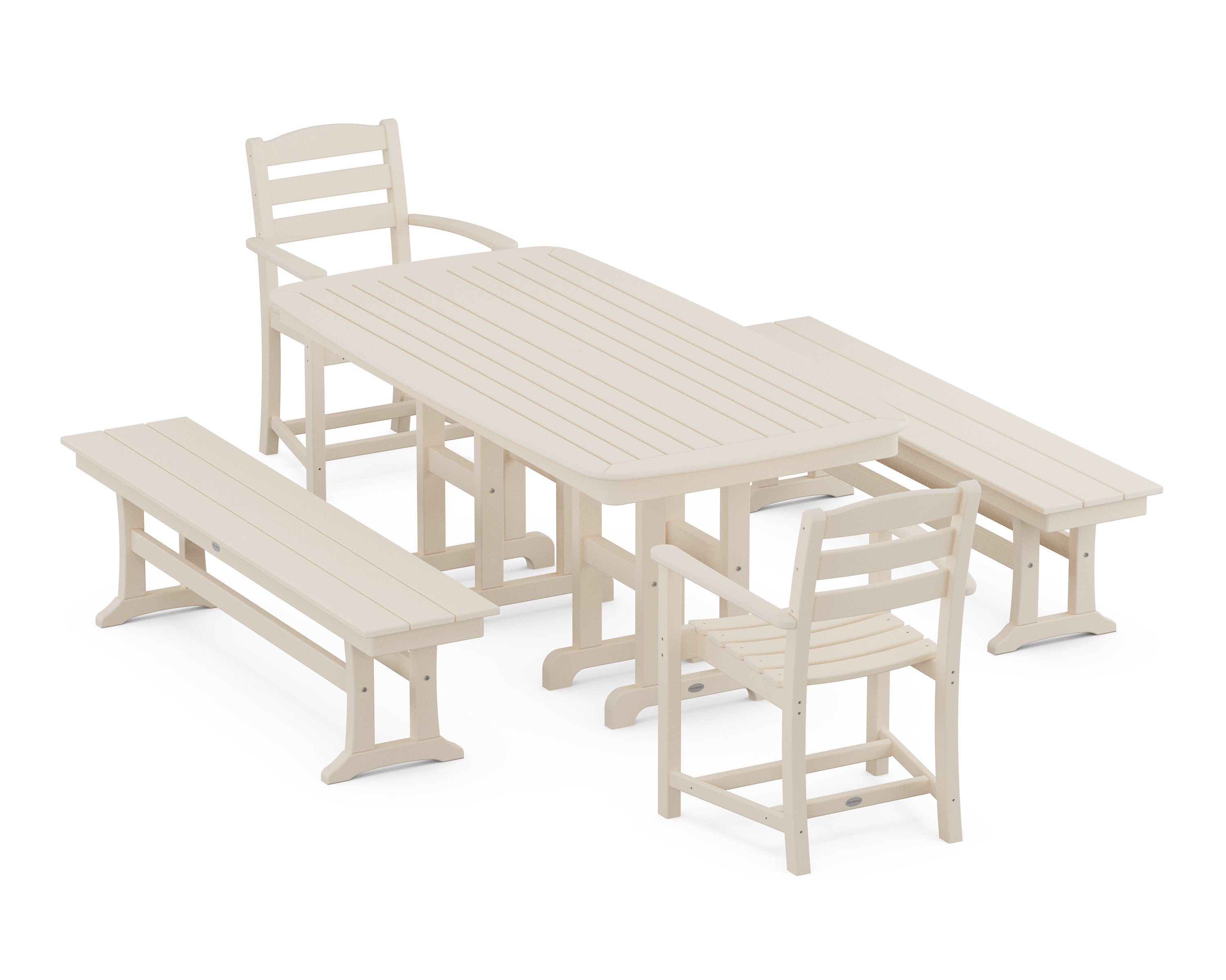 La Casa Caf 5-Piece Dining Set with Benches in Sand