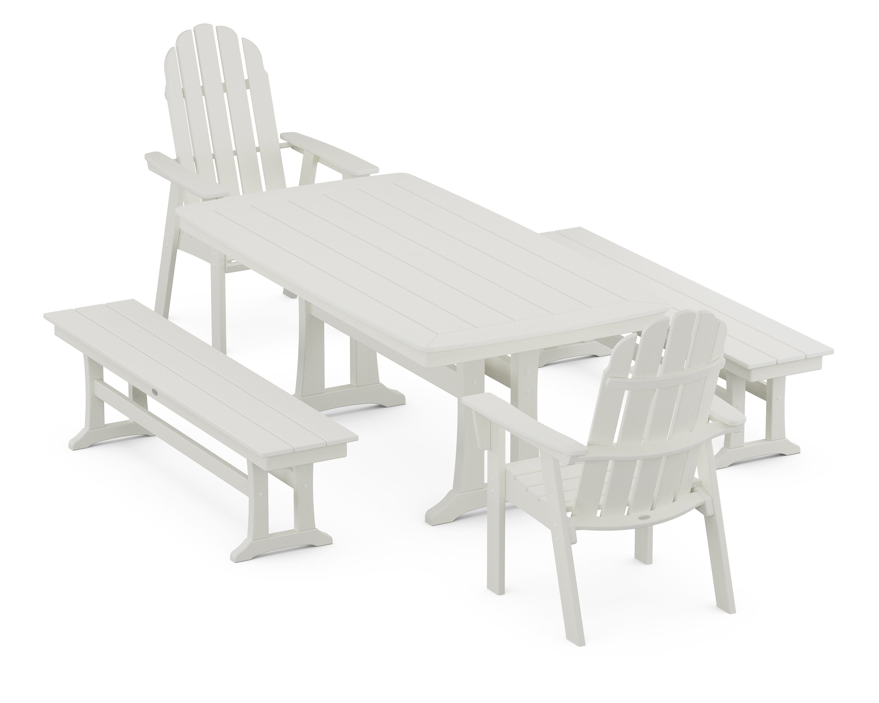 Vineyard Adirondack 5-Piece Dining Set with Trestle Legs in Vintage White