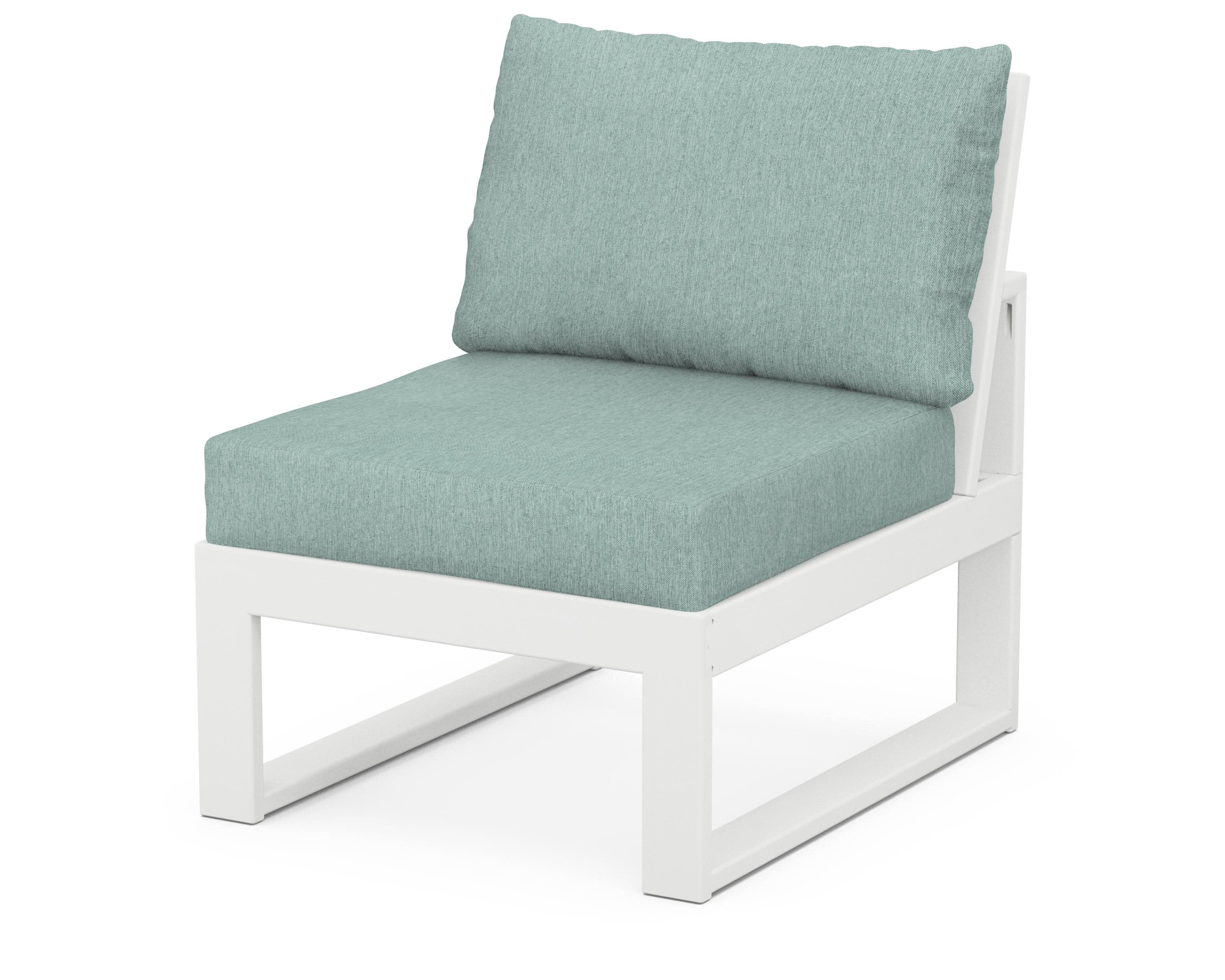 Modular Armless Chair in White / Glacier Spa