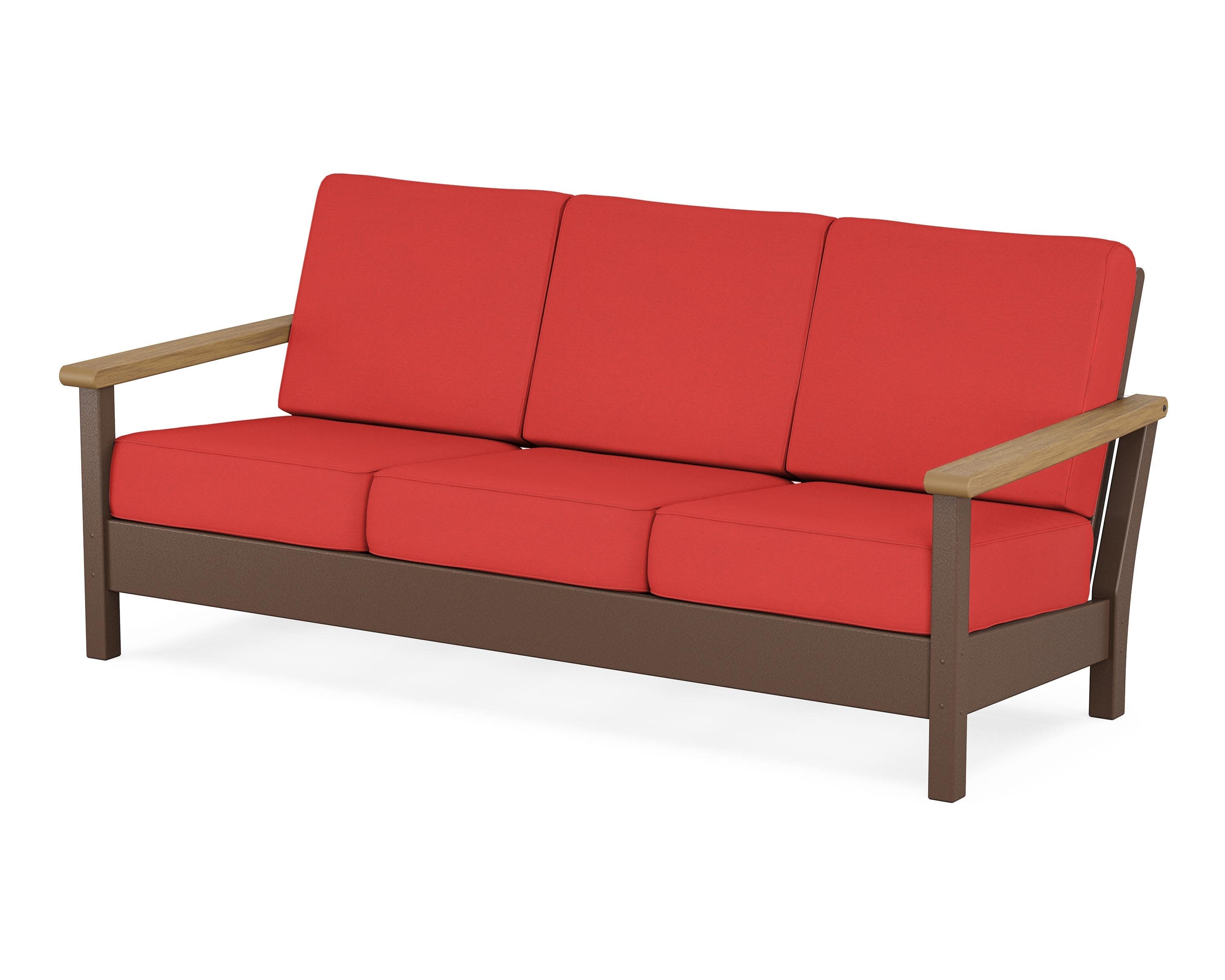 Harbour Deep Seating Sofa in Mahogany / Natural / Crimson Linen