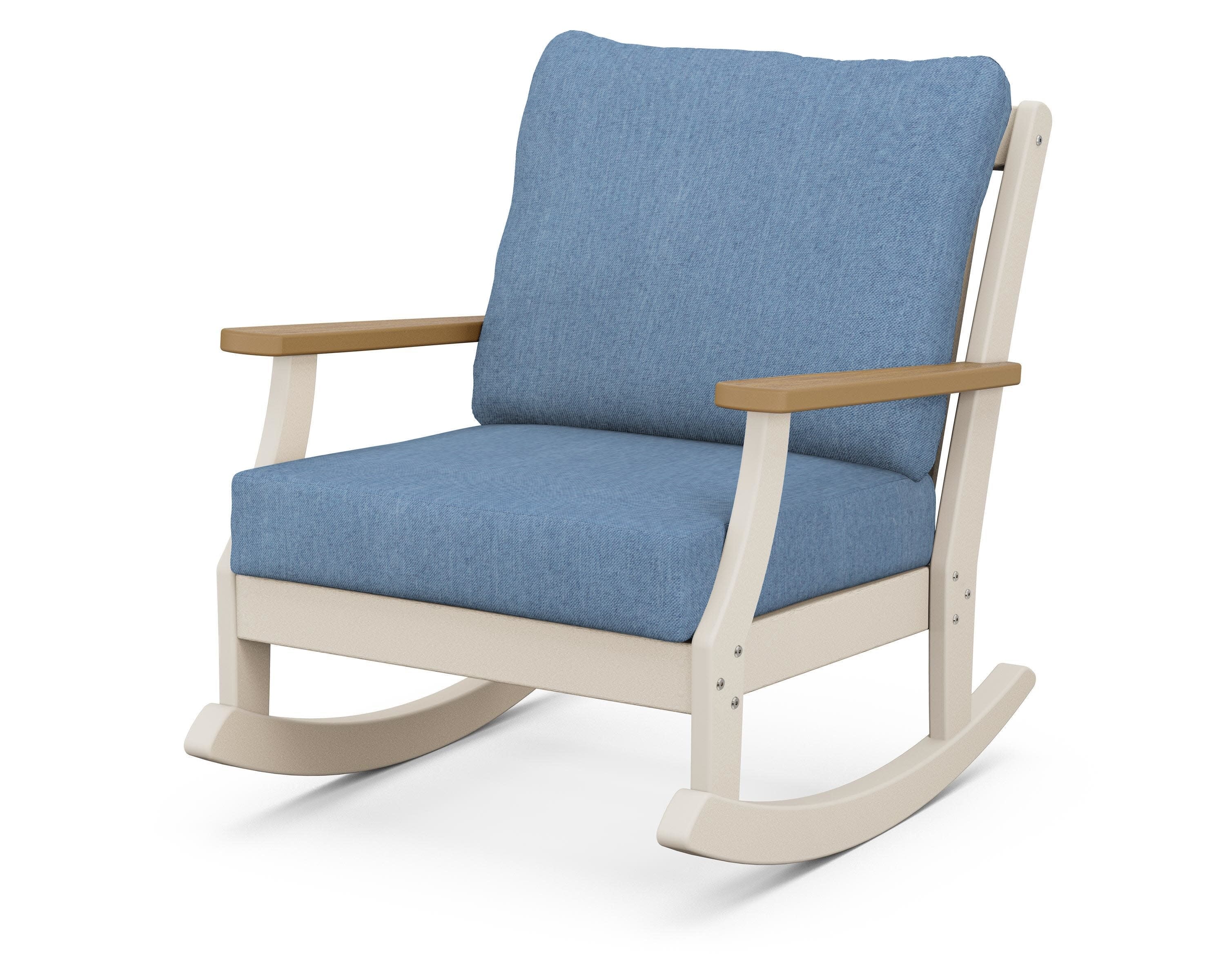 Braxton Deep Seating Rocking Chair in Sand / Natural / Sky Blue