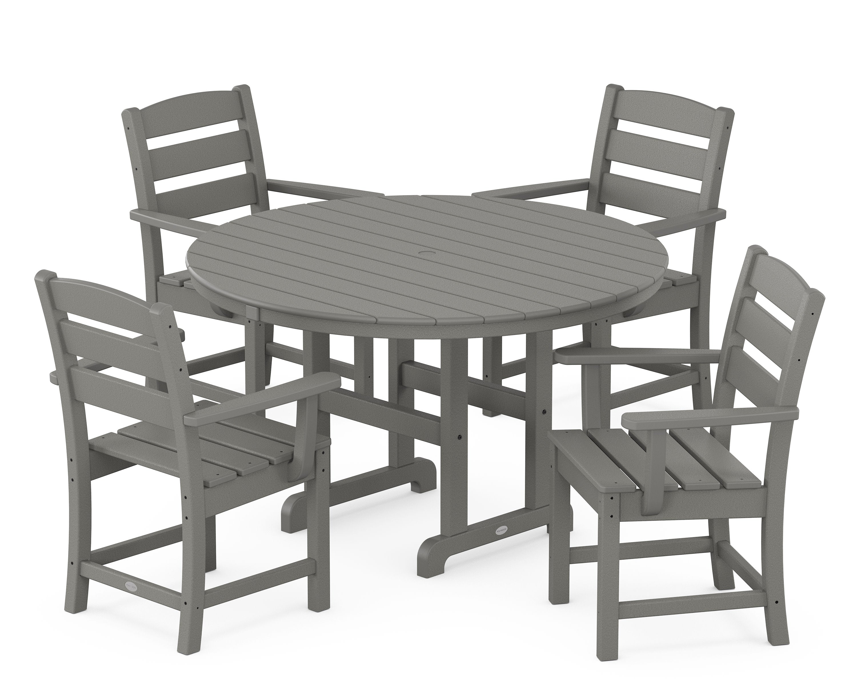 Lakeside 5-Piece Round Farmhouse Dining Set in Slate Grey