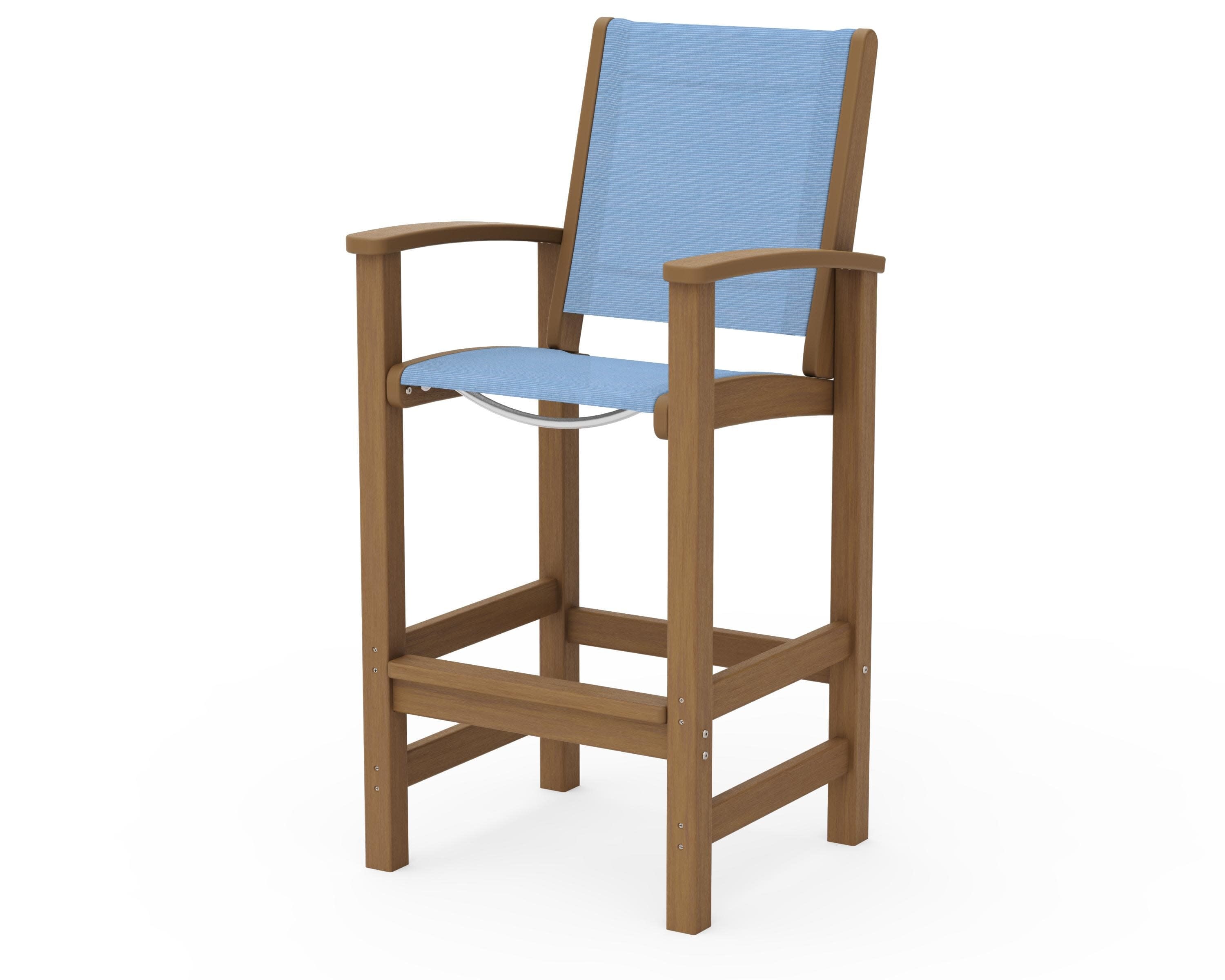 Coastal Bar Chair in Natural / Poolside Sling