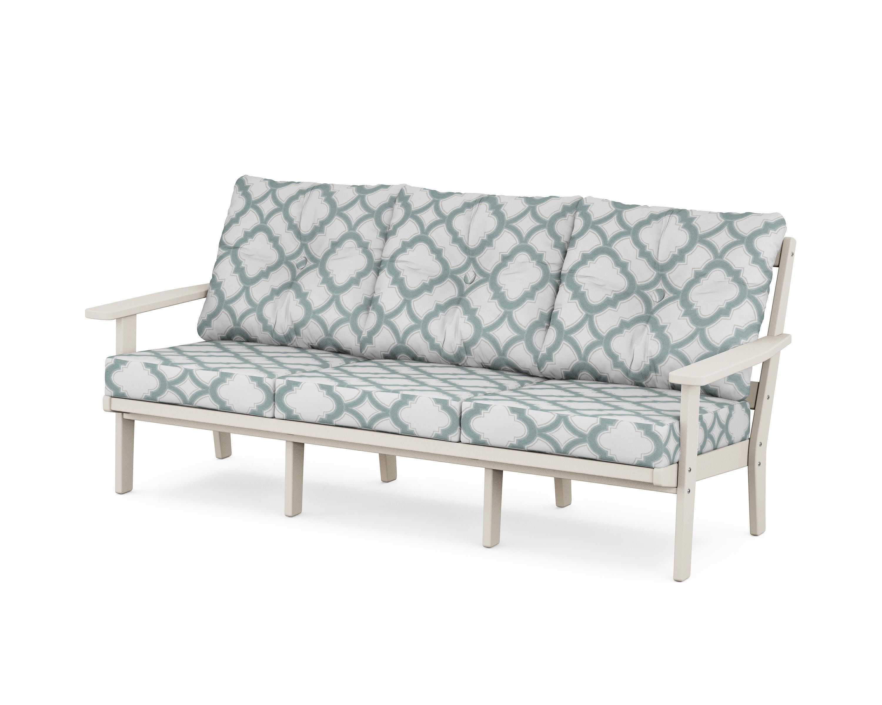 PrairieDeep Seating Sofa in Sand / Trellis Glacier Spa