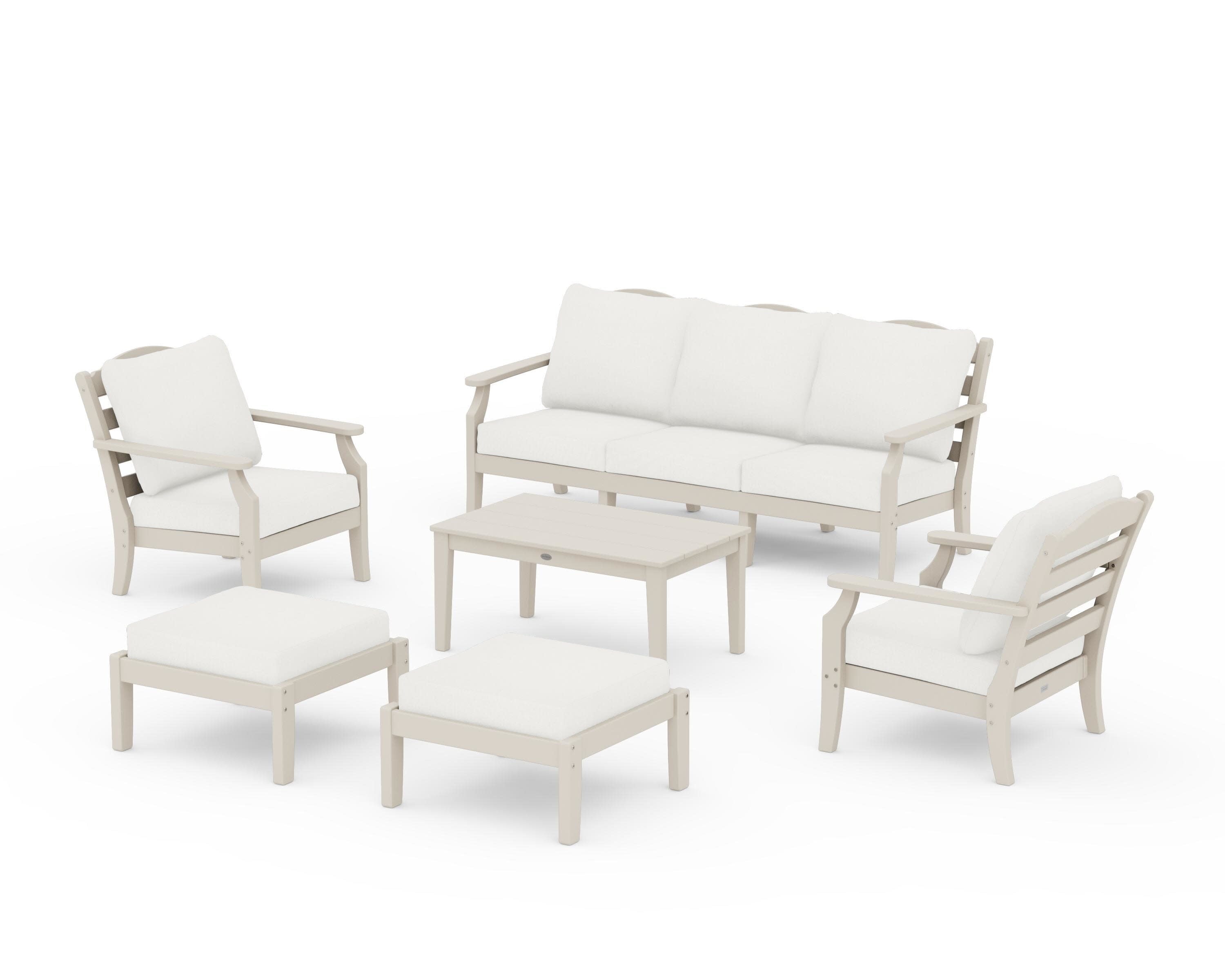 Savannah 6-Piece Lounge Sofa Set in Sand / Natural Linen