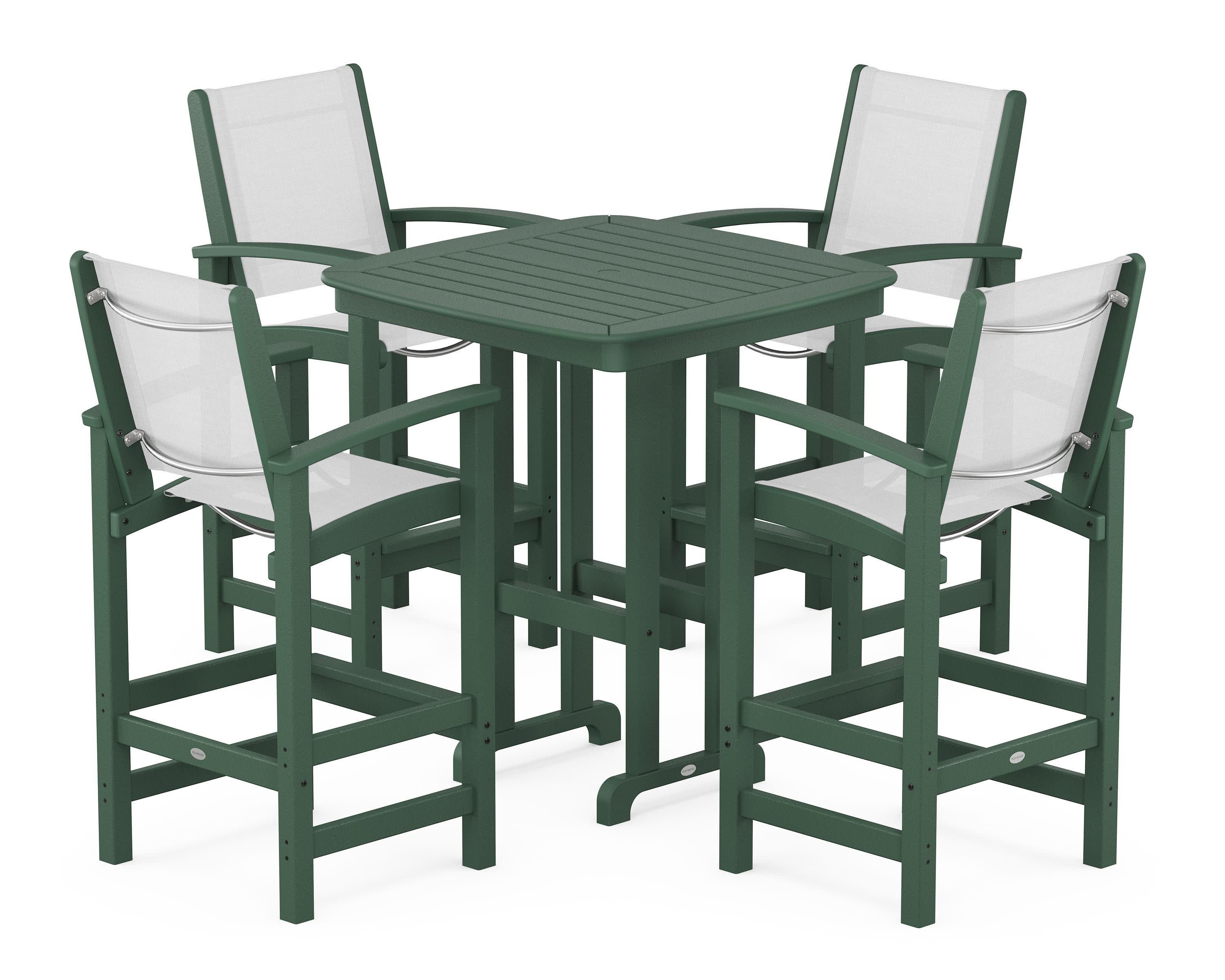 Coastal 5-Piece Bar Set in Green / White Sling