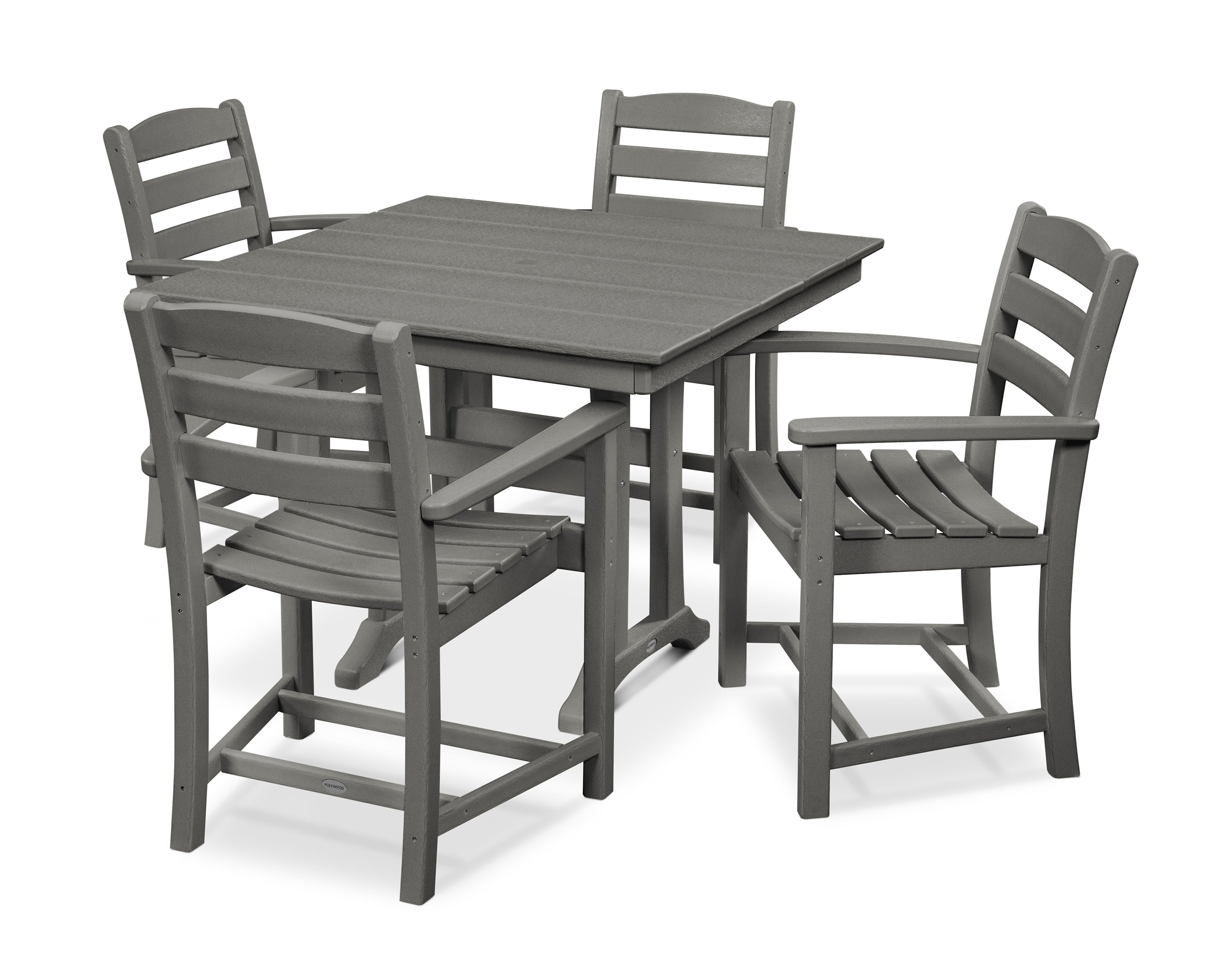 La Casa Caf 5-Piece Farmhouse Trestle Arm Chair Dining Set in Slate Grey