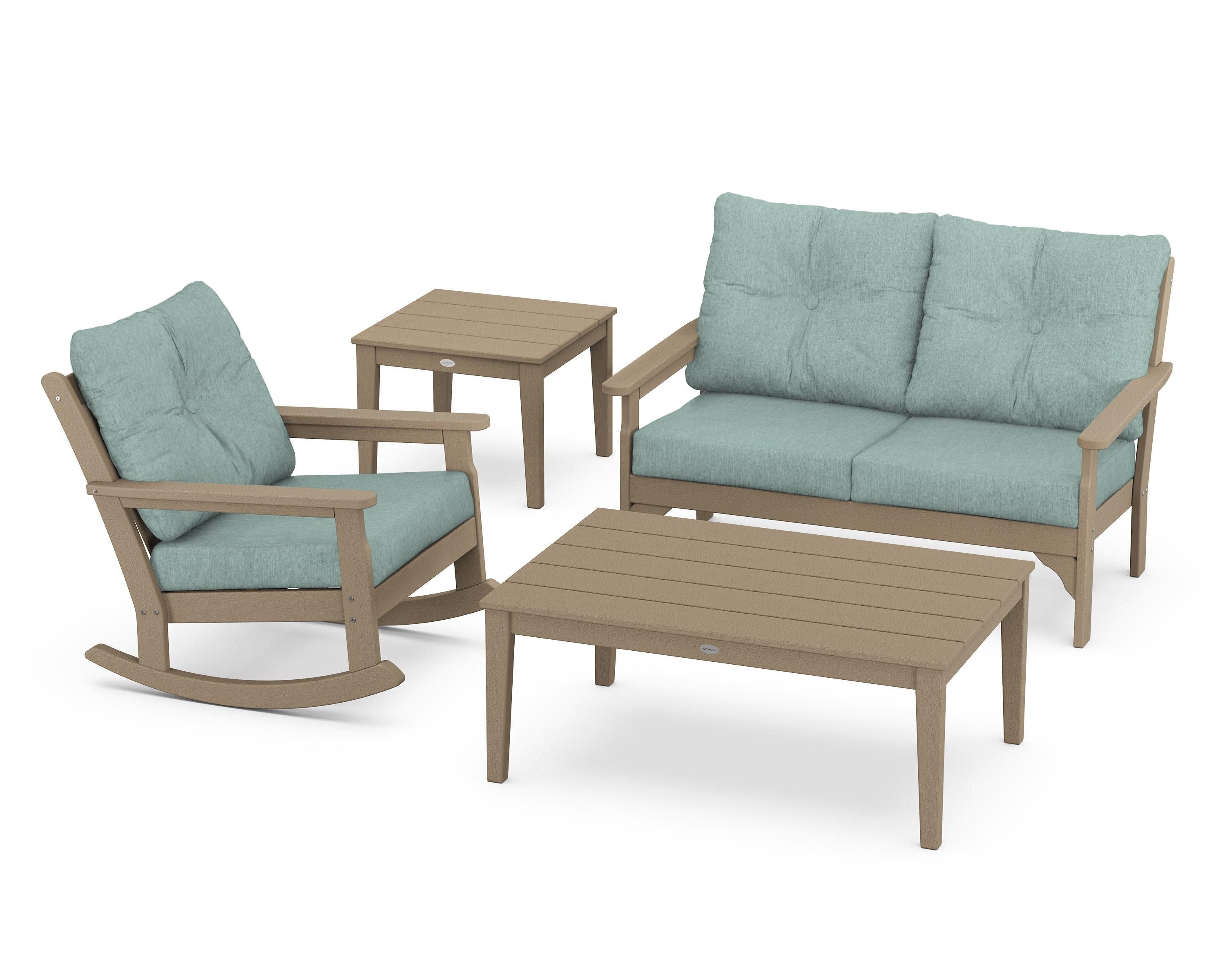 Vineyard 4-Piece Deep Seating Rocker Set in Vintage Sahara / Glacier Spa