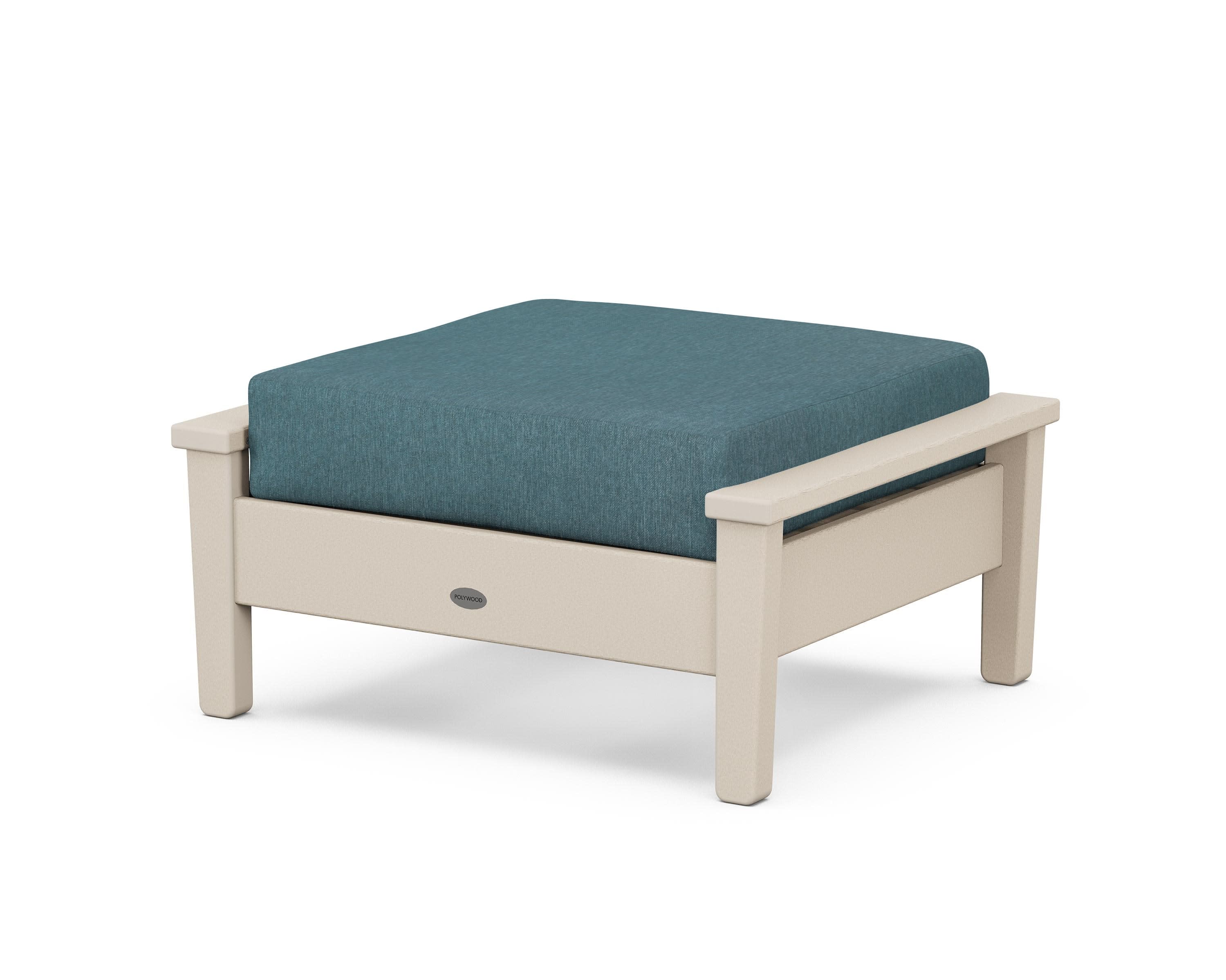 Prescott Deep Seating Ottoman in Sand / Ocean Teal