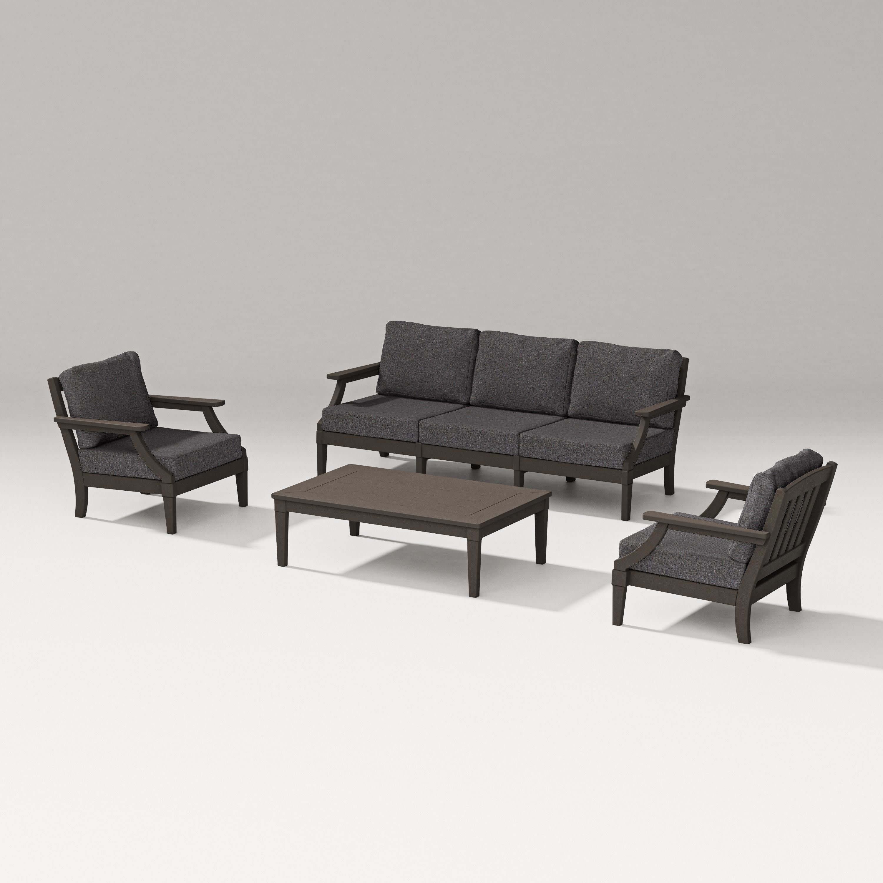 Estate 4-Piece Lounge Sofa Set in Vintage Coffee / Ash Charcoal