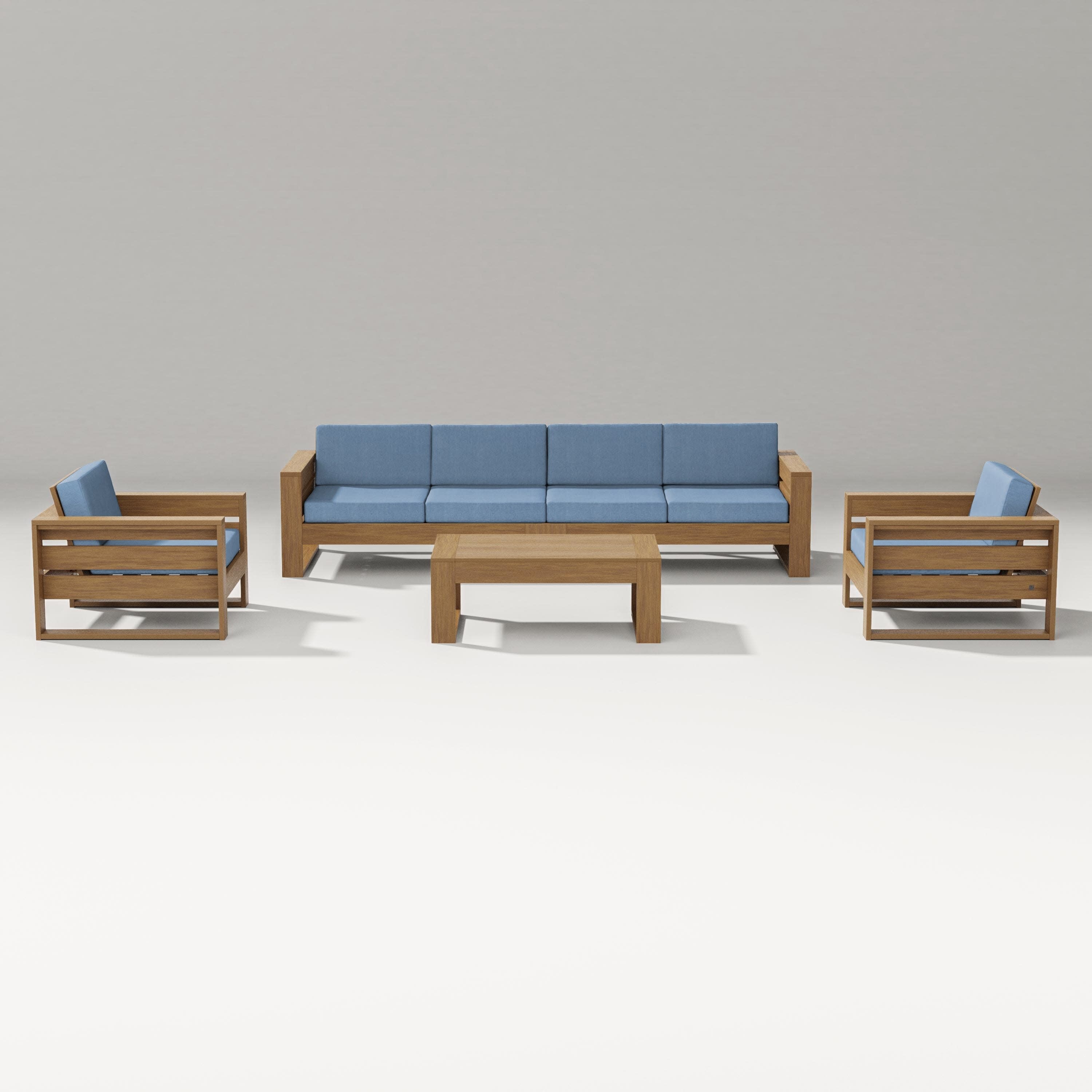 Latitude 5-Piece Lounge Sofa Set in Natural / Sky Blue