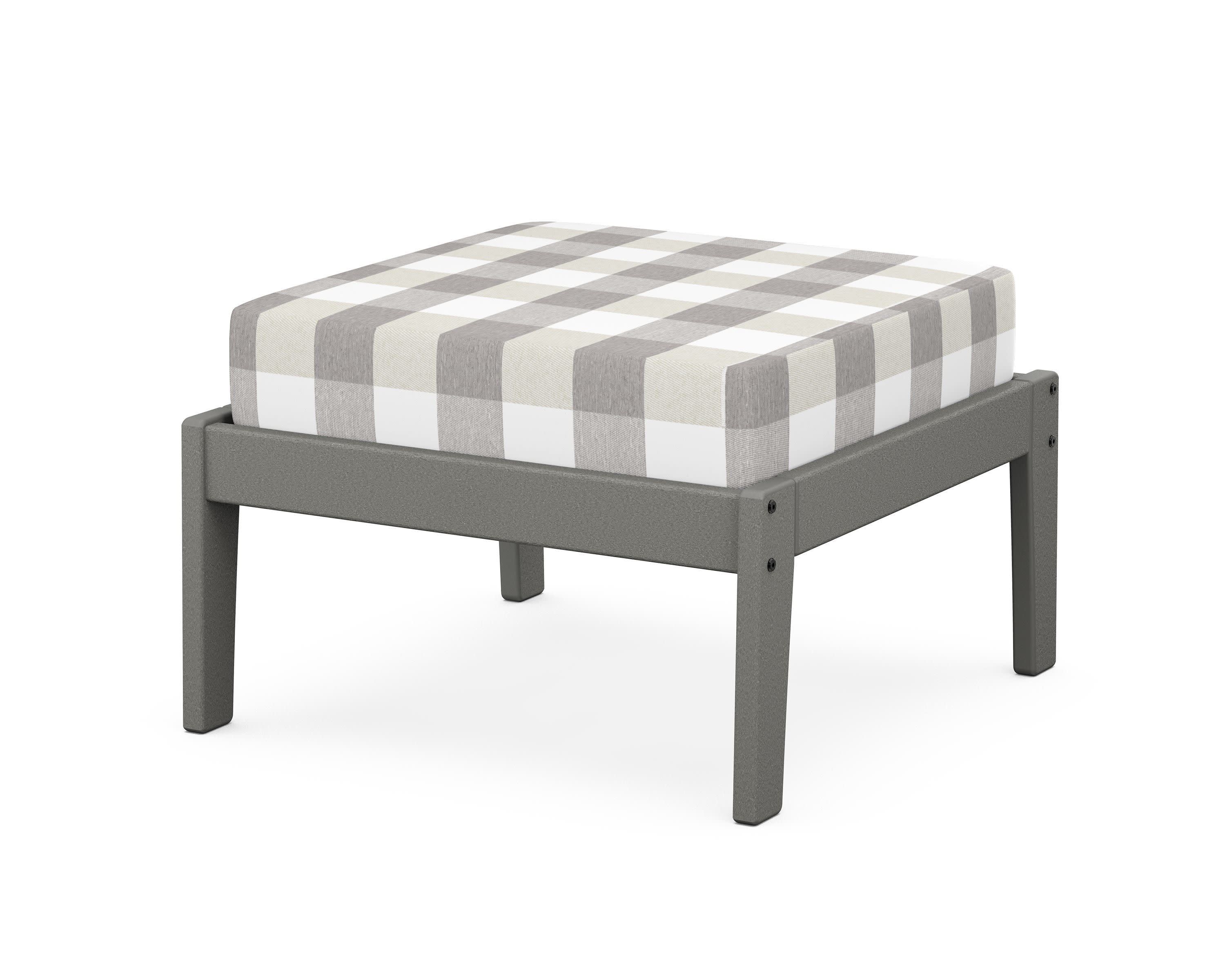 Deep Seating Ottoman in Slate Grey / Buffalo Plaid Grey Mist