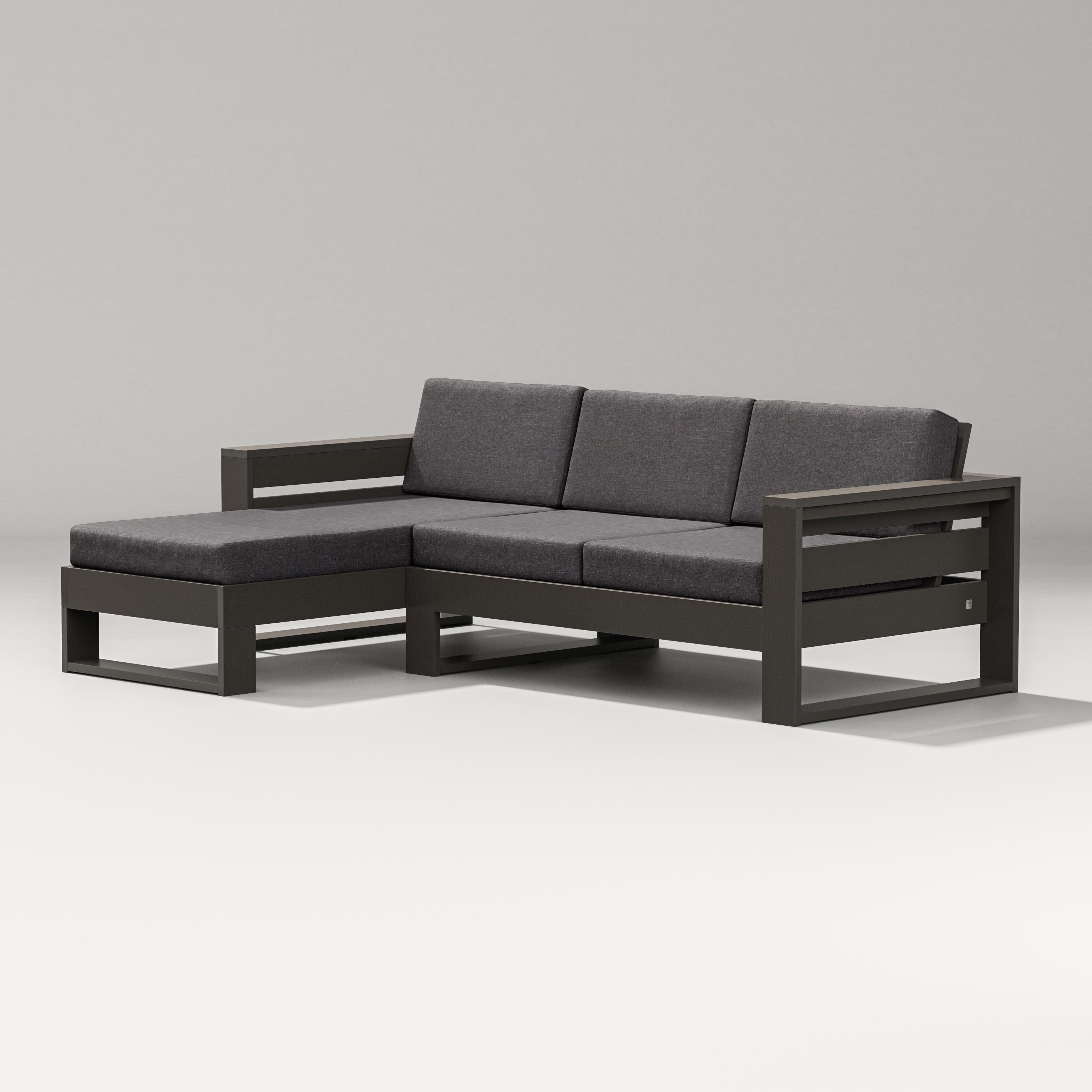 Latitude Left Chaise Sectional in Vintage Coffee / Ash Charcoal