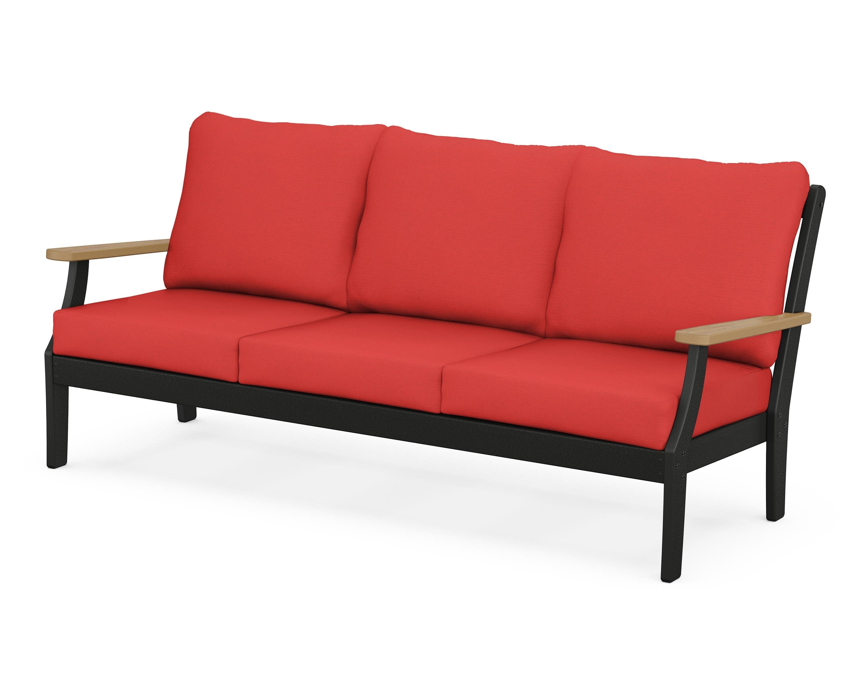 Braxton Deep Seating Sofa in Black / Natural / Crimson Linen