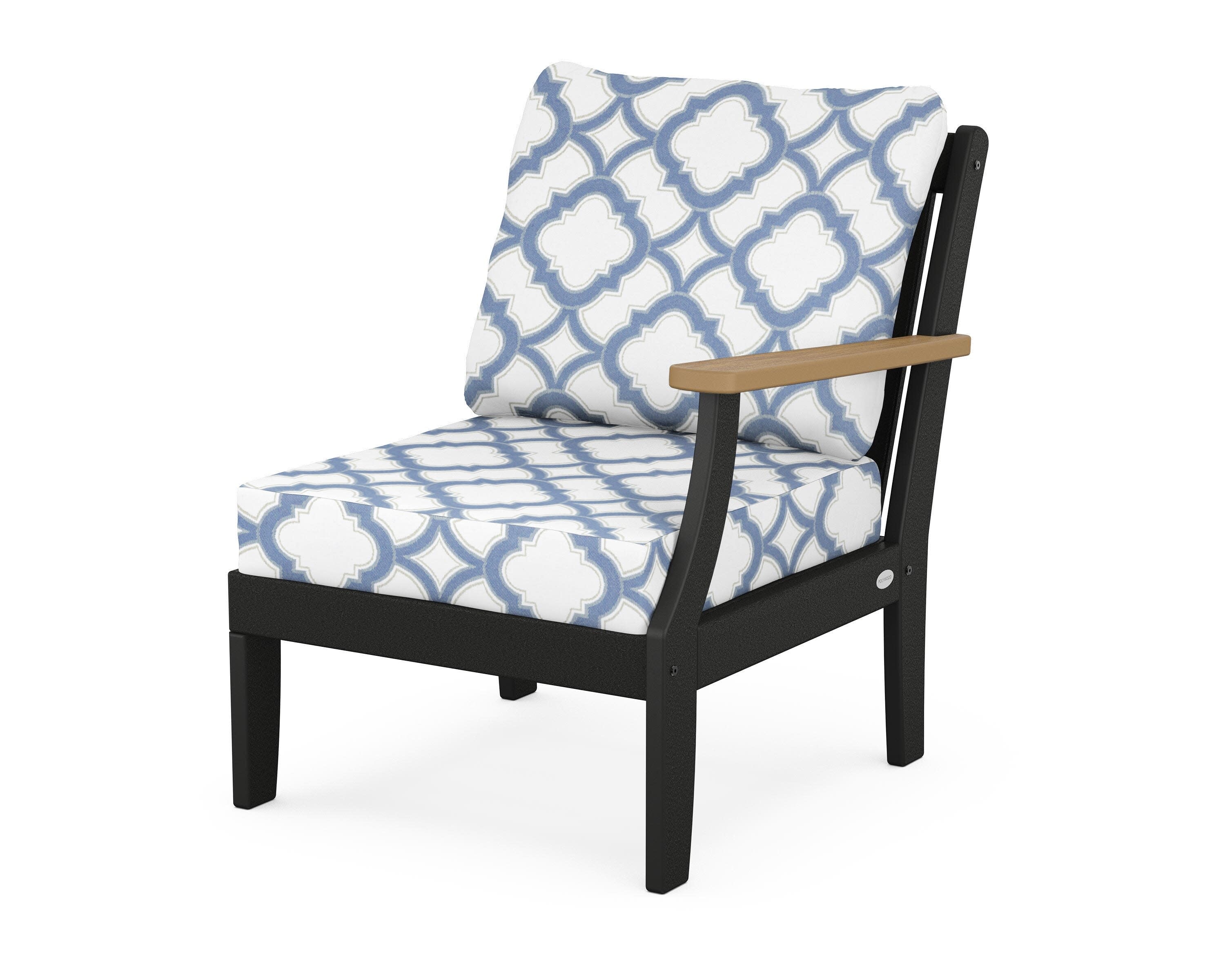 Braxton Modular Right Arm Chair in Black / Natural / Trellis Sky Blue