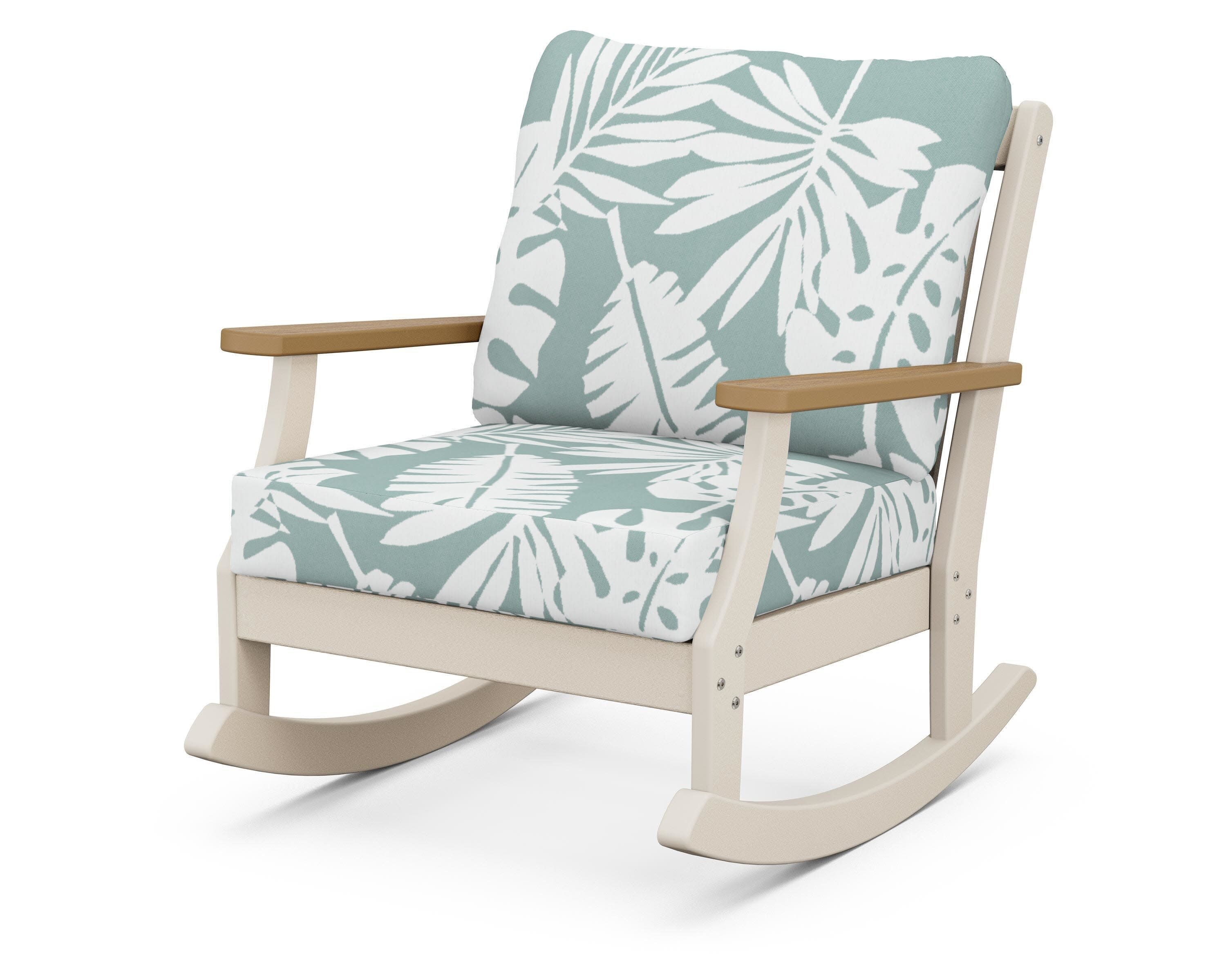 Braxton Deep Seating Rocking Chair in Sand / Natural / Leaf Glacier Spa