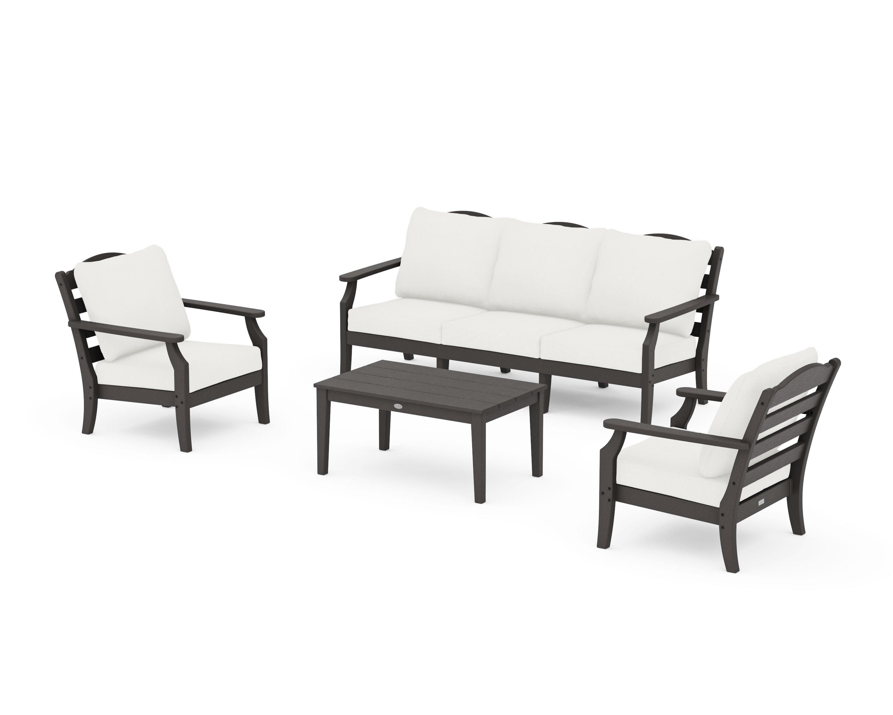 Savannah 4-Piece Deep Seating Set with Sofa in Vintage Coffee / Natural Linen