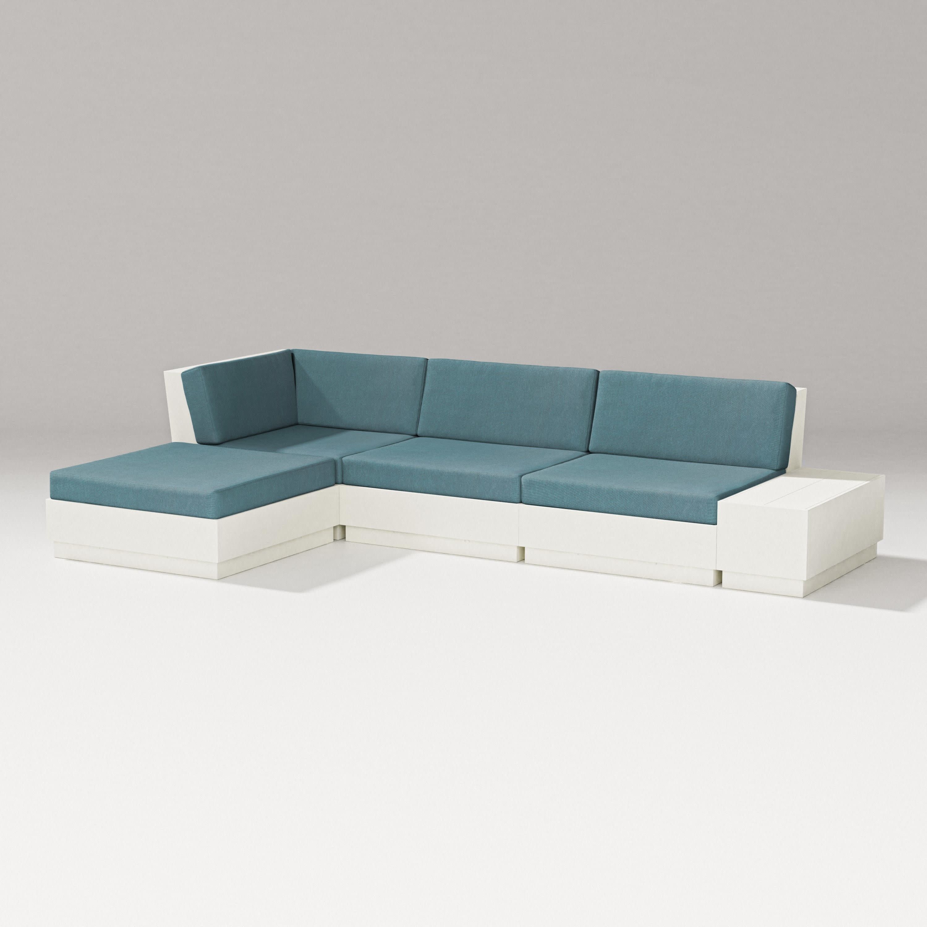 Elevate Chaise Sectional in Vintage White / Ocean Teal