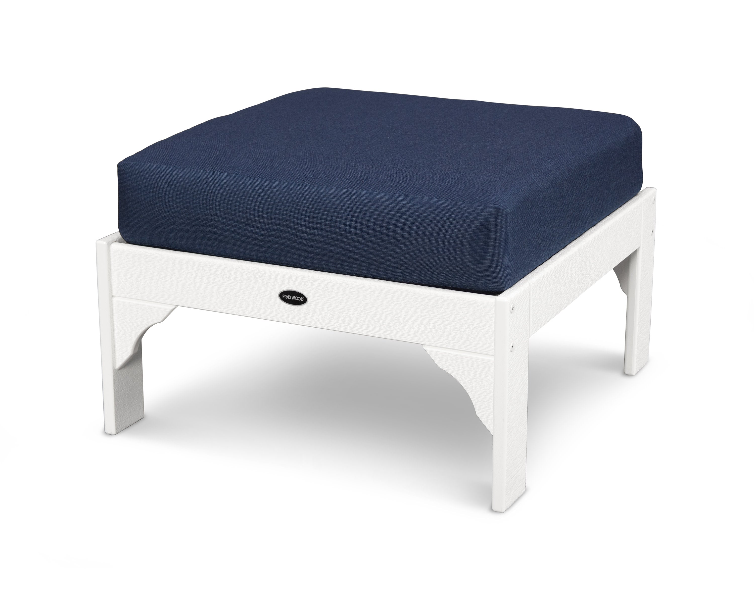 Vineyard Deep Seating Ottoman in Vintage White / Spectrum Indigo