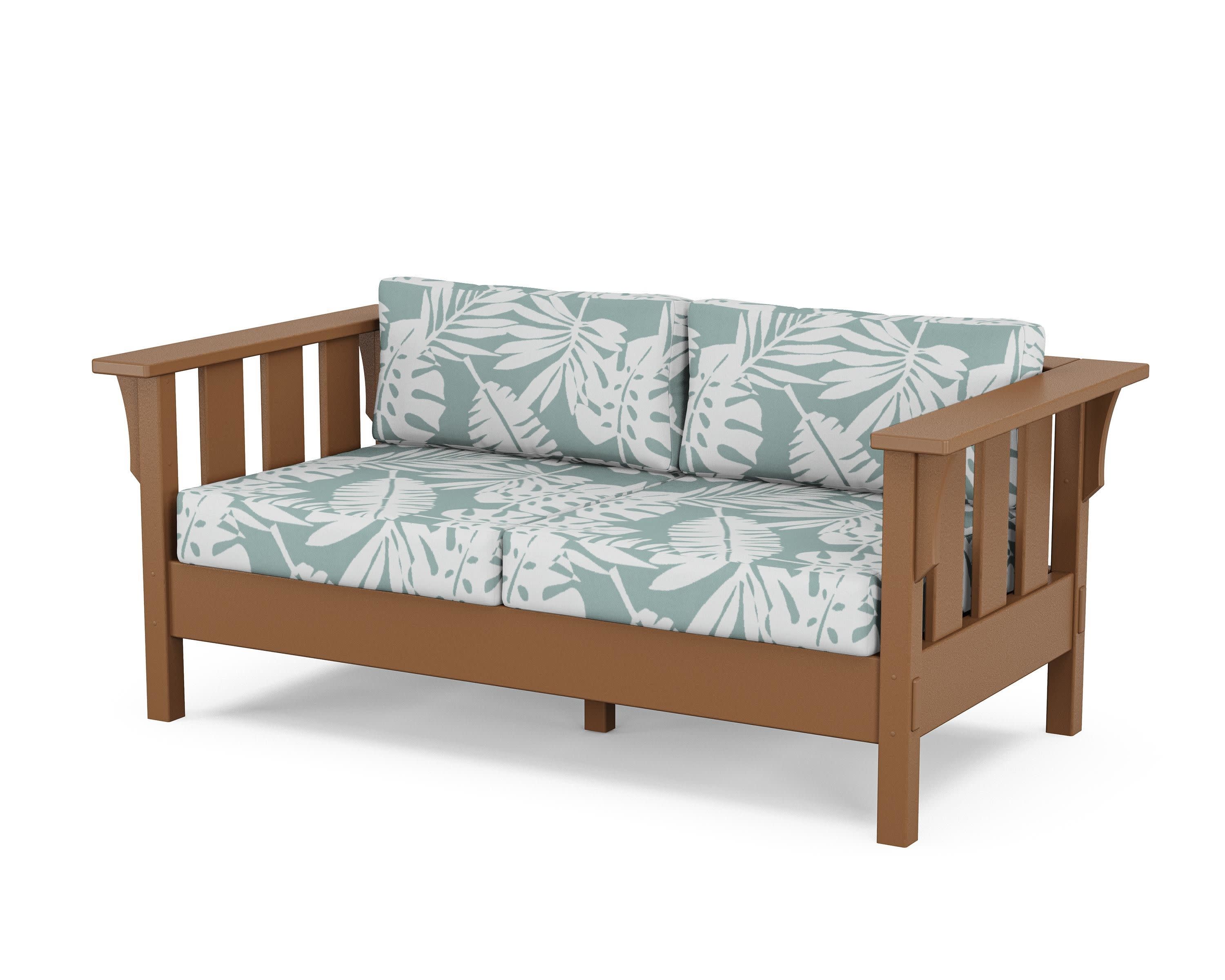 Acadia Deep Seating Loveseat in Teak / Leaf Glacier Spa